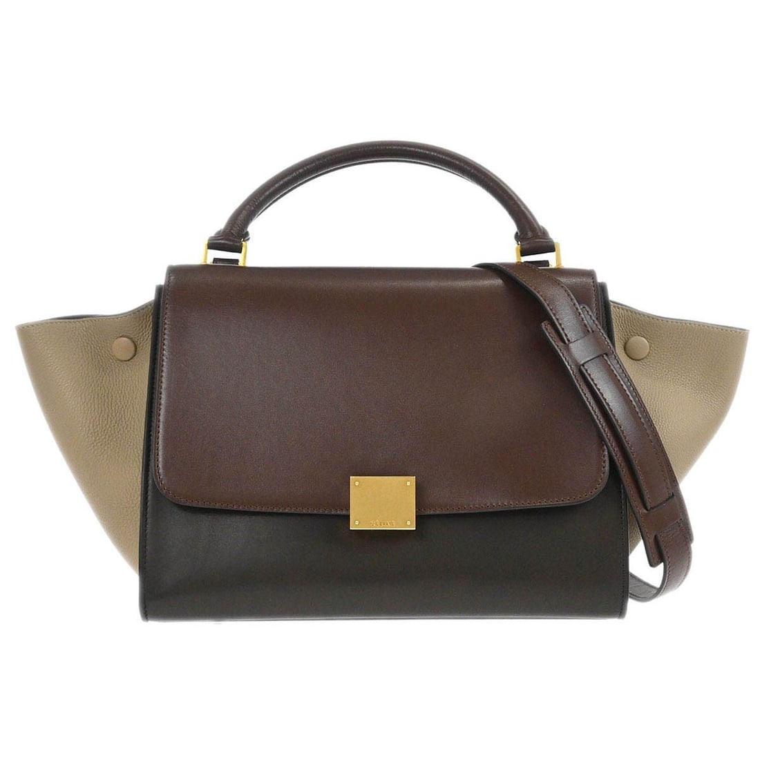 Celine Trapeze Brown Leather Medium 2way Top Handle Handbag (1 of 10)