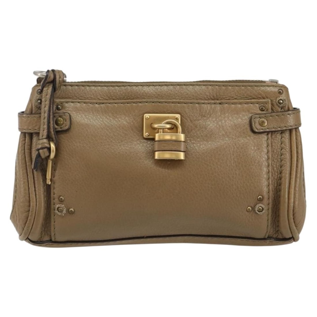 Beige Leather Chloe Paddington Pouch 23cm x 14cm x 4cm: Beige Leather Chloe Paddington Pouch 23cm x 14cm x 4cm This Chloe Paddington Pouch is crafted from beige leather, designed for female use. It features metal fittings and includes an interior pocket. T