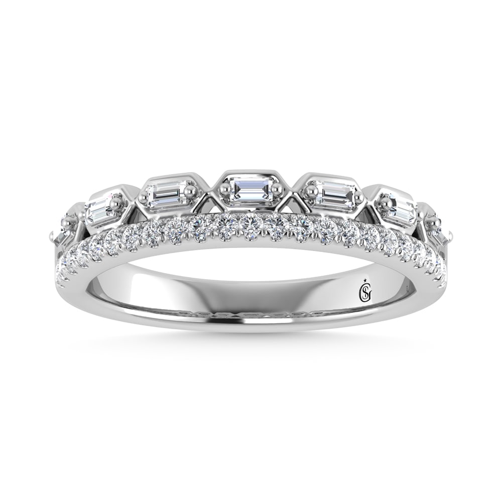 14K White Gold Diamond 1/3 Ct.Tw. Stackable Band: 14K White Gold Diamond 1/3 Ct.Tw. Stackable Band 14k White Gold Stone Color: G-h Stone Clarity: I1-i2 Each ring is presented in standard size 6.5. Complimentary resizing is available between sizes 510