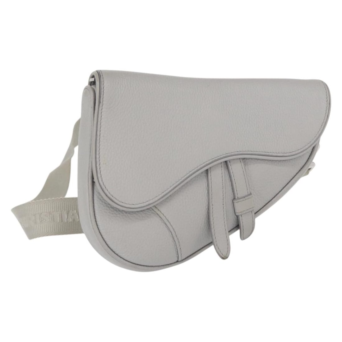 Christian Dior Gray Leather Saddle Body Bag with Silver Tone Hardware: Christian Dior Gray Leather Saddle Body Bag with Silver Tone Hardware This Christian Dior Saddle body bag is crafted from gray and silver leather, offering a stylish and versatile accessory. It featur