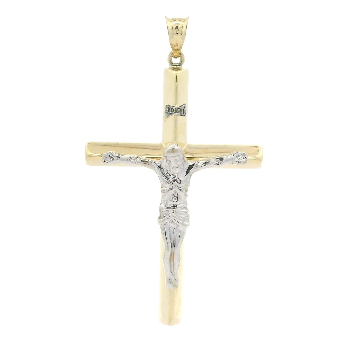 10k Yellow White Gold Large Polished Crucifix Cross Pendant (1 of 5)