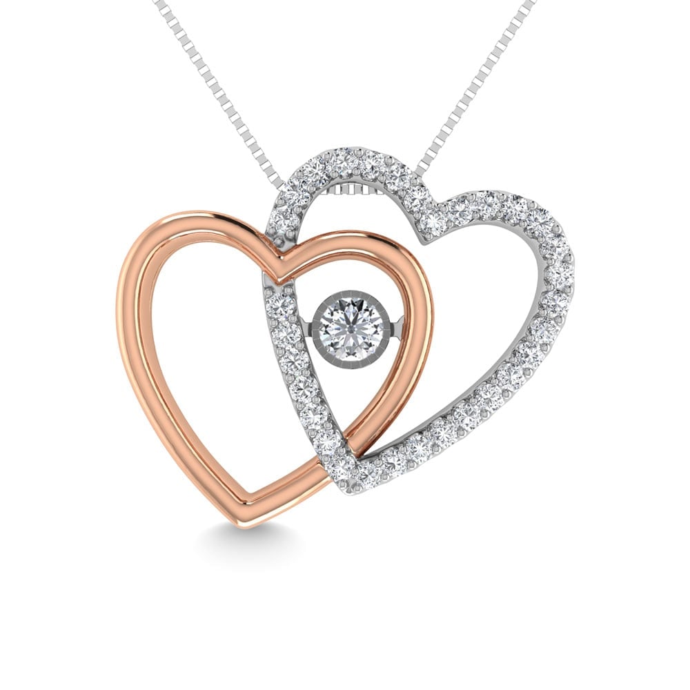 Diamond 1/5 Ct.Tw. Fashion Necklace in 10K Rose Gold: Diamond 1/5 Ct.Tw. Fashion Necklace in 10K Rose Gold 10k Rose Gold Stone Color: G-h Stone Clarity: I1 Unless otherwise specified, pendants that include a chain are paired with our standard 18-inch len