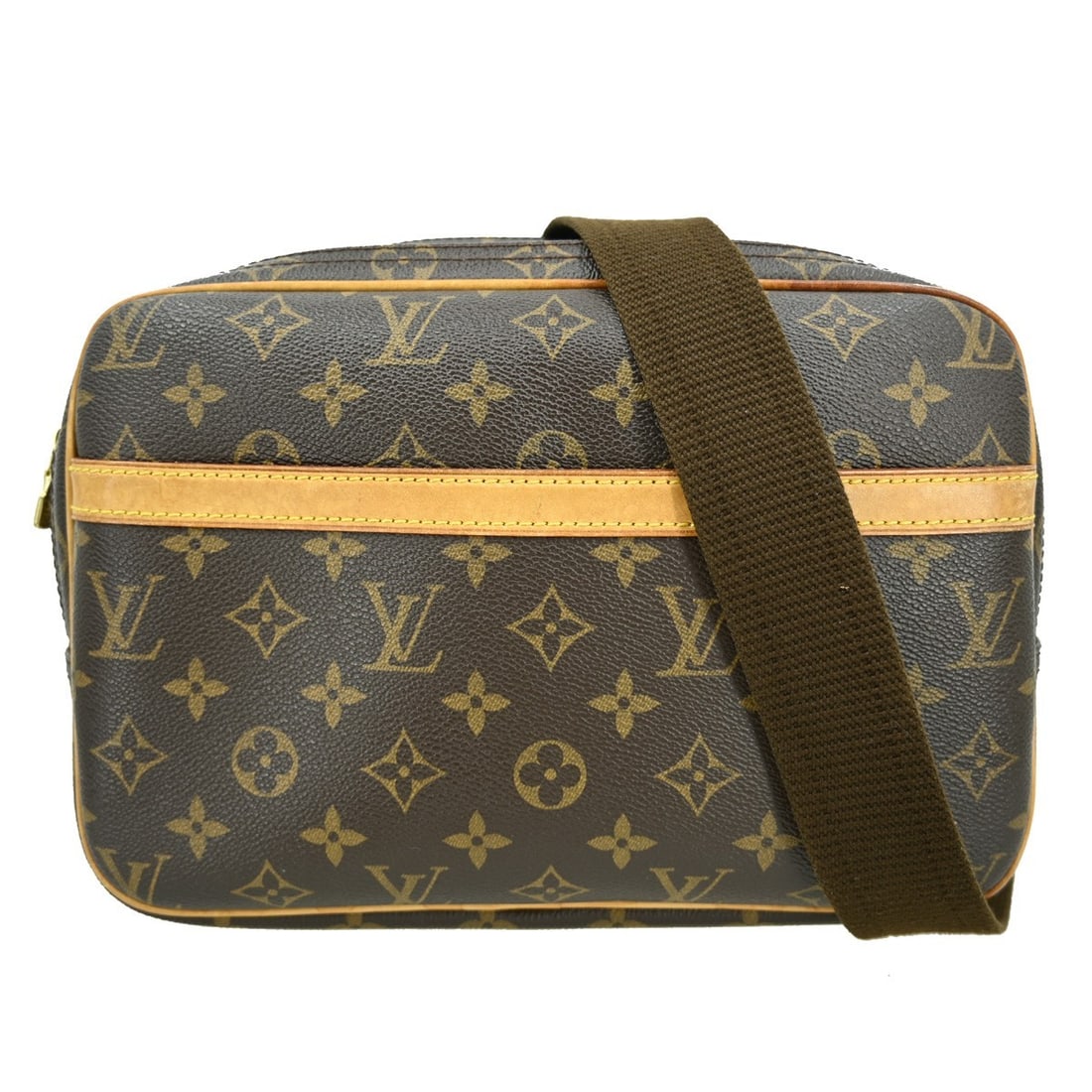 Reporter PM Small Monogram Canvas Crossbody Bag by Louis Vuitton M45254: Reporter PM Small Monogram Canvas Crossbody Bag by Louis Vuitton M45254 This Louis Vuitton Reporter PM messenger shoulder bag features the iconic Monogram canvas leather exterior with brown coloring a