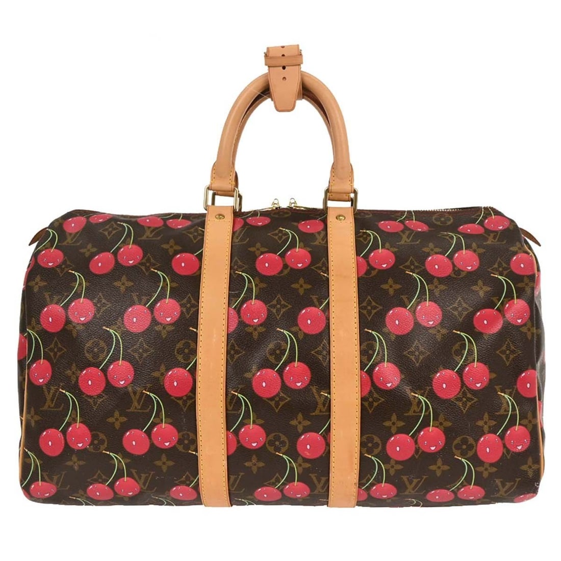 Louis Vuitton Keepall 45 Monogram Cherry Duffle Handbag M95011: Louis Vuitton Keepall 45 Monogram Cherry Duffle Handbag M95011 The Louis Vuitton Monogram Cherry Keepall 45 Duffle Handbag is a luxurious travel companion crafted in France. Its iconic monogram canvas