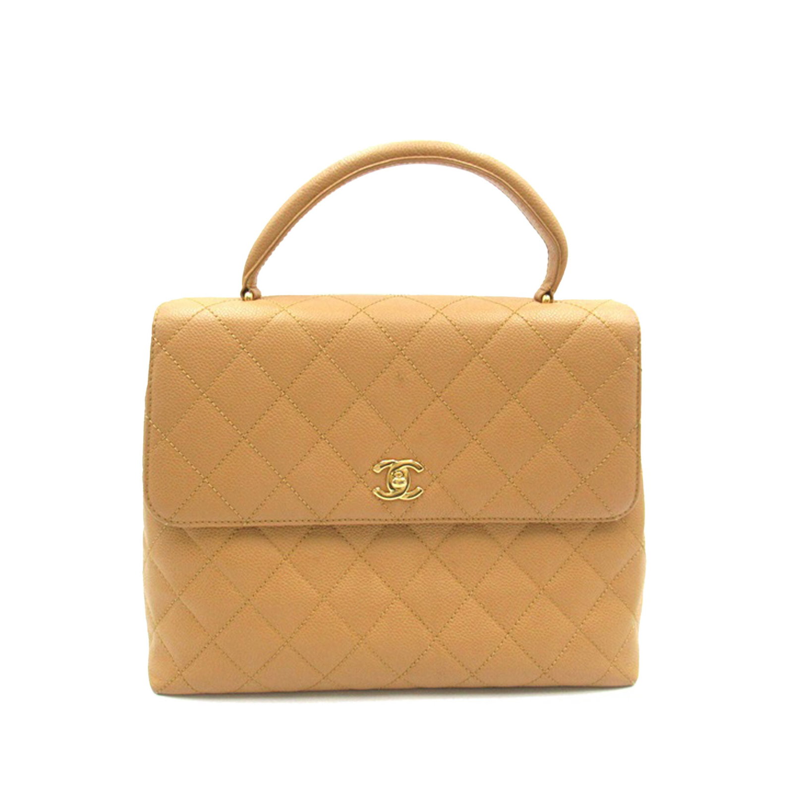 Chanel Caviar Kelly Top Handle Bag Brown Leather Italy: Chanel Caviar Kelly Top Handle Bag Brown Leather Italy The Chanel Caviar Kelly Top Handle Bag is a luxurious accessory crafted from high-quality caviar leather. This elegant bag features a rolled top