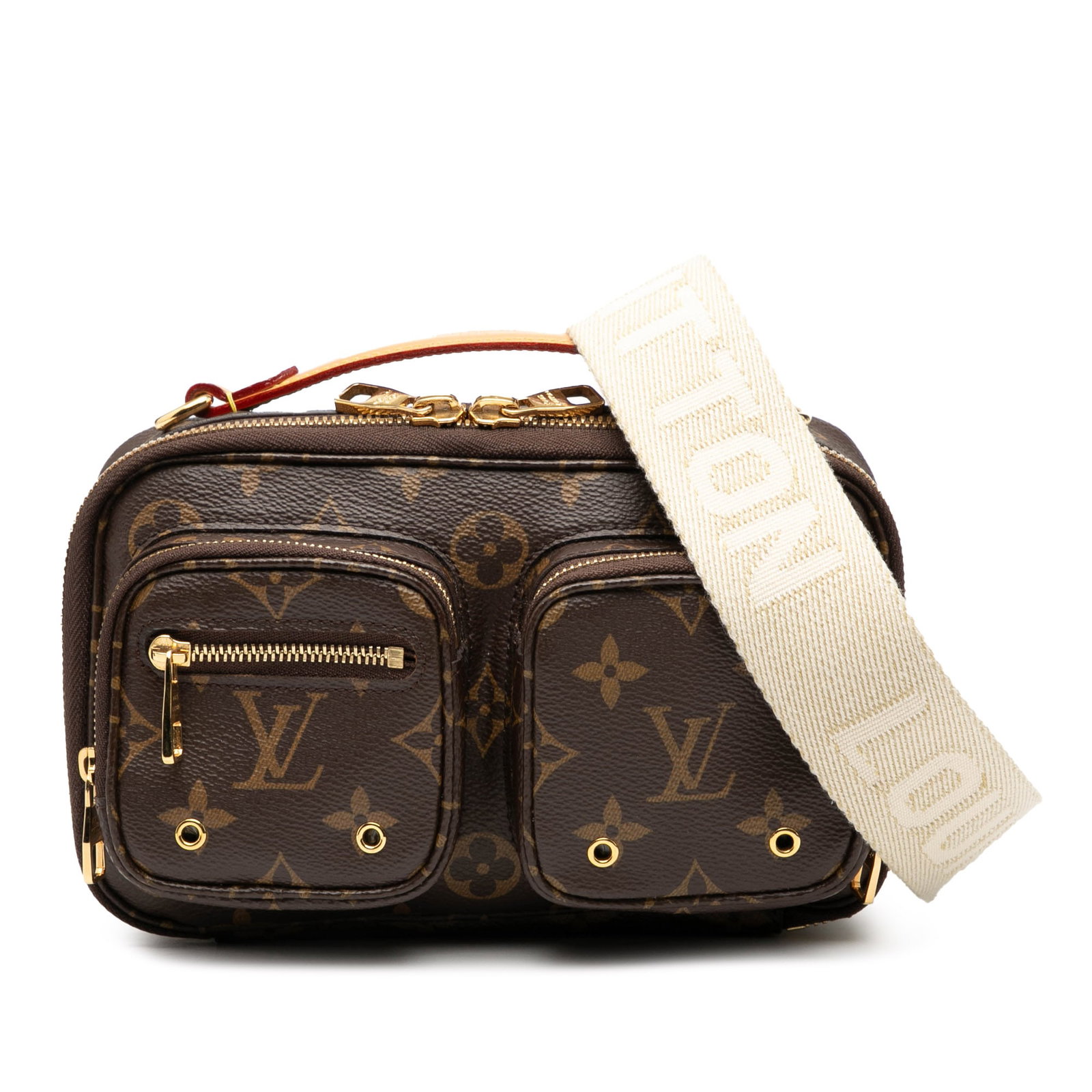 Louis Vuitton Monogram Canvas Utility Satchel with Leather Handle and Strap: Louis Vuitton Monogram Canvas Utility Satchel with Leather Handle and Strap This Louis Vuitton Monogram Utility Satchel features a monogram canvas body, a flat vachetta leather top handle, and a detac