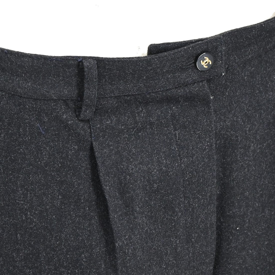 Chanel Vintage Dark Gray Wool High Rise Ankle Pants - 4