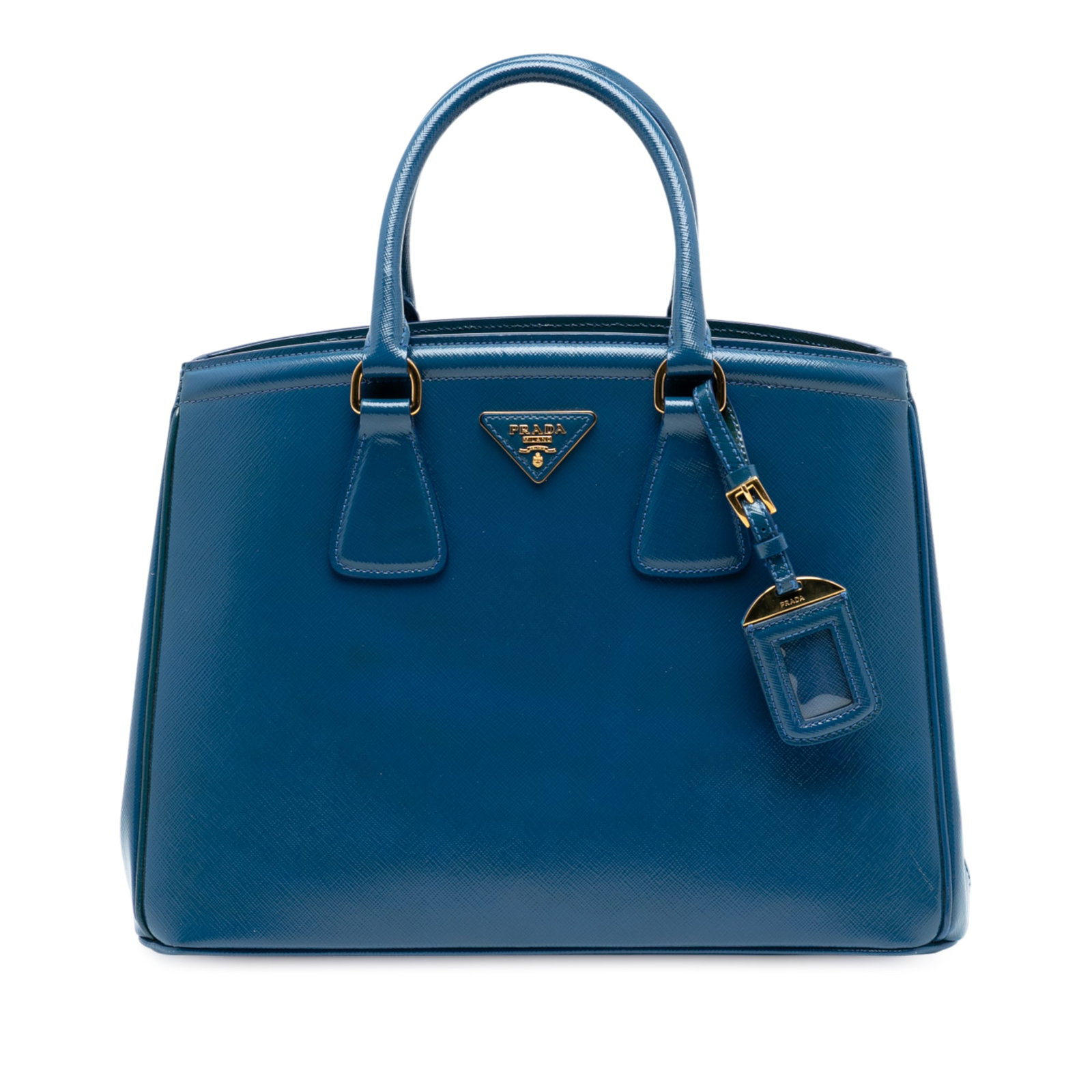 Prada Saffiano Lux Parabole Blue Leather Tote Bag from Italy (1 of 7)