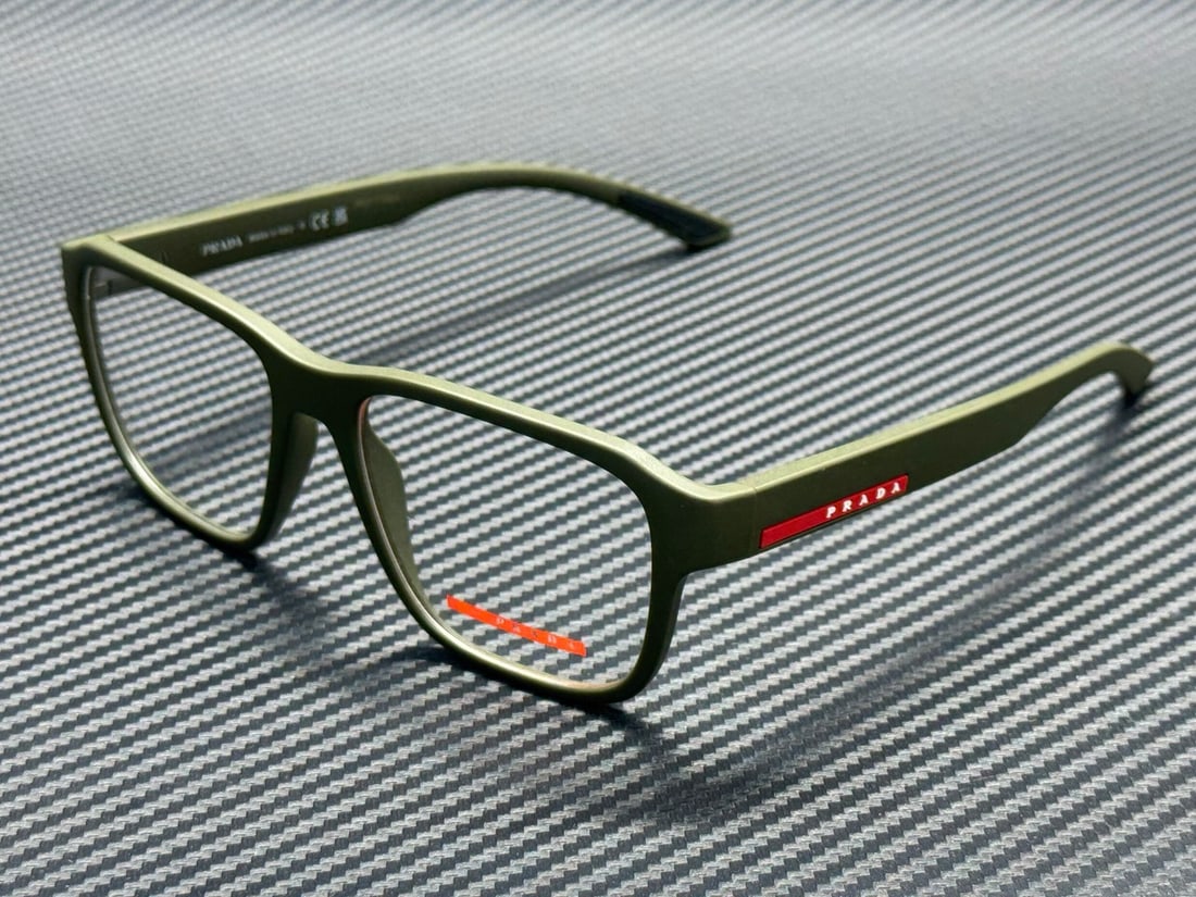 Prada Linea Rossa PS 05RV 15X1O1 Matte Green Eyeglasses 54 mm: Prada Linea Rossa PS 05RV 15X1O1 Matte Green Eyeglasses 54 mm Discover the exquisite design of Prada Linea Rossa PS 05RV 15X1O1 eyeglasses, featuring a sophisticated matte green frame that exudes styl
