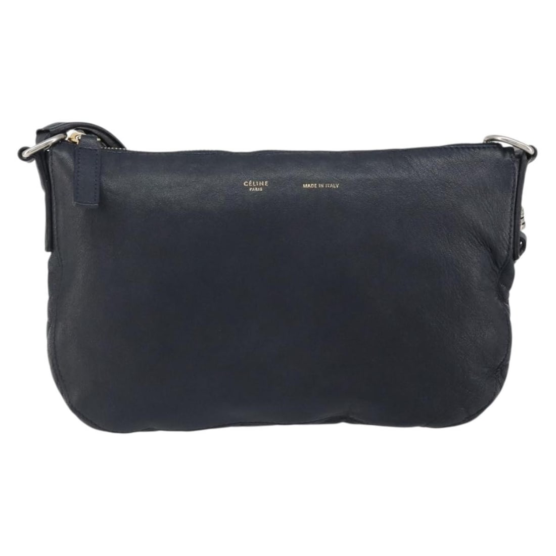 Navy Leather Vintage Shoulder Purse by Celine Italy: Navy Leather Vintage Shoulder Purse by Celine Italy This Celine vintage shoulder bag is crafted from navy leather and designed for women. It features a classic silhouette with a shoulder strap and met