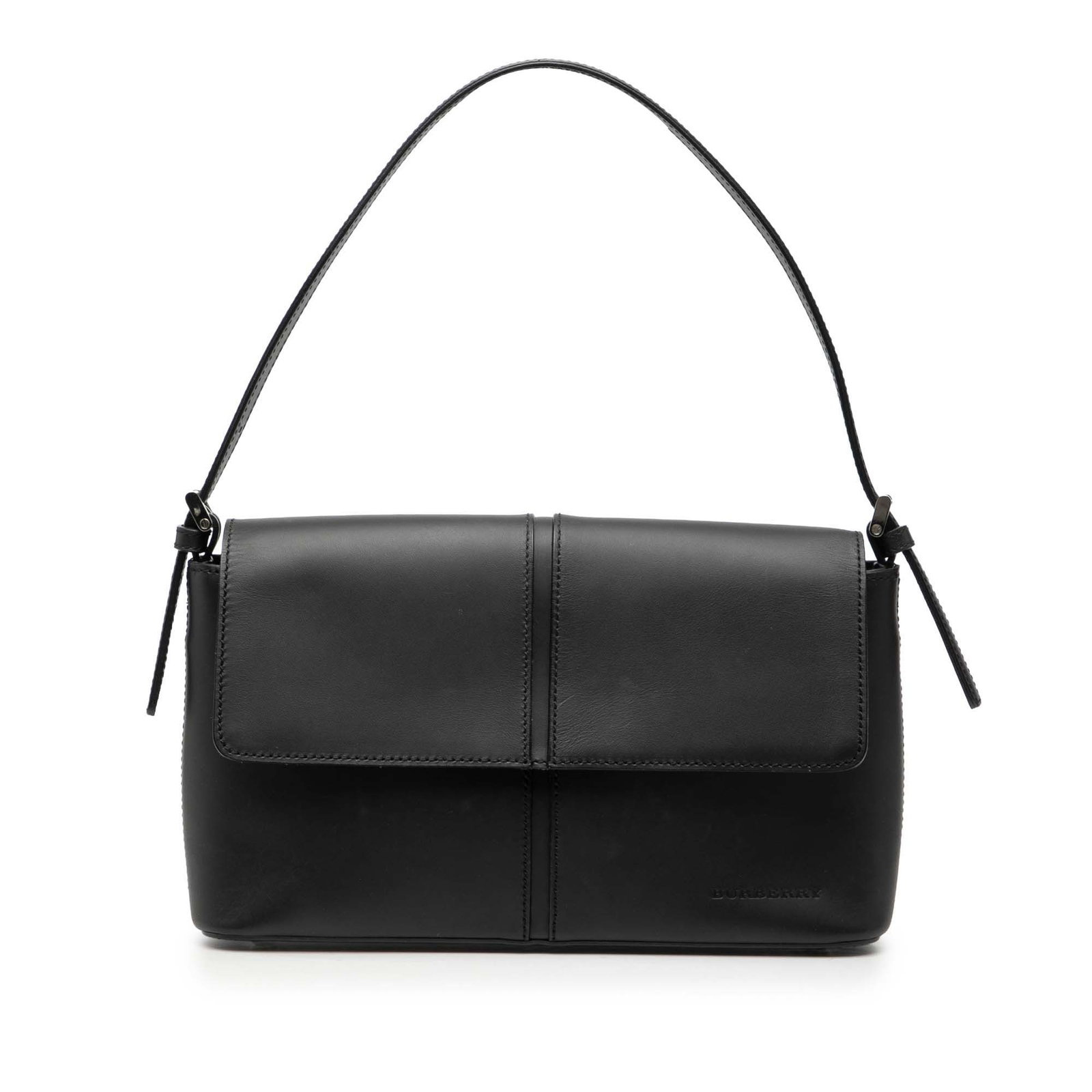 Burberry Black Leather Shoulder Bag with Flap Closure (1 of 7)