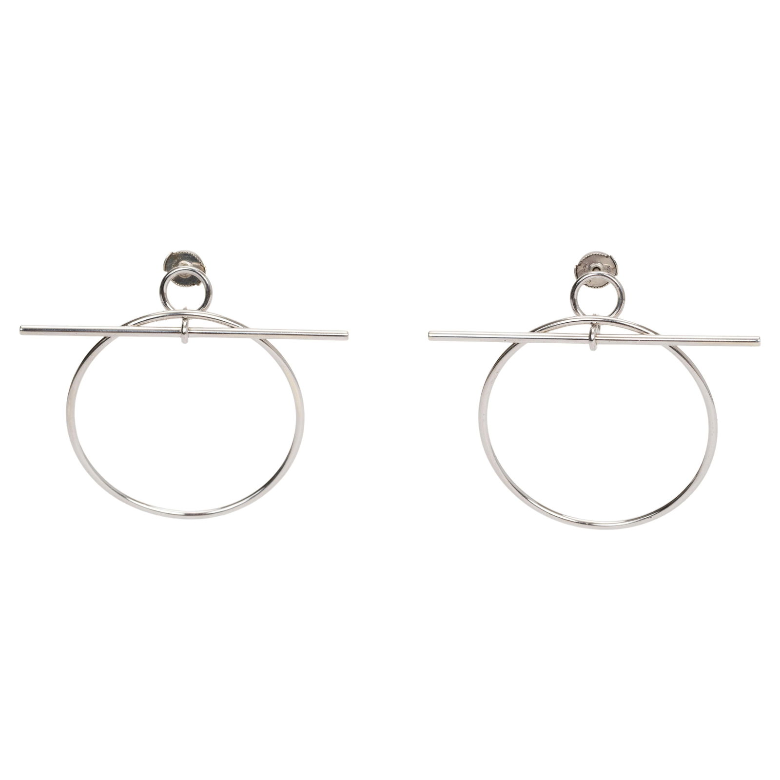 Hermes Sterling Silver Minimalist Loop Earrings 2022 France (1 of 5)
