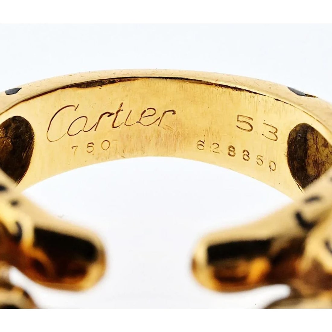 Cartier Double Panthere Ring 18K Yellow Gold with Emeralds Size 6.5 - 5