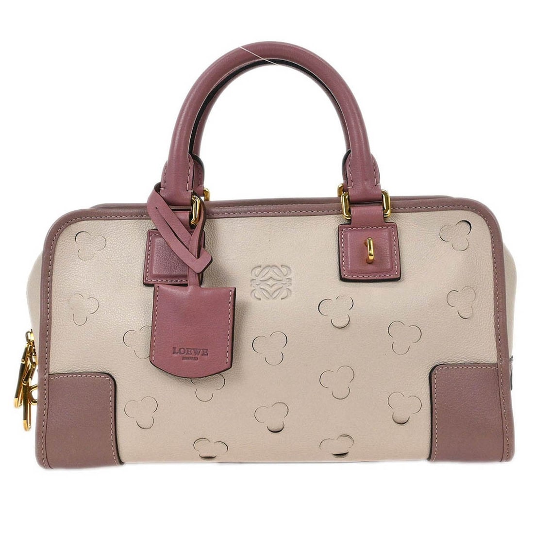 Loewe Amazona 28 Off-white Perforated Leather Handbag: Loewe Amazona 28 Off-white Perforated Leather Handbag Introducing the Loewe Amazona 28 Handbag, a stylish and versatile accessory crafted from high-quality off-white perforated leather. This medium-si