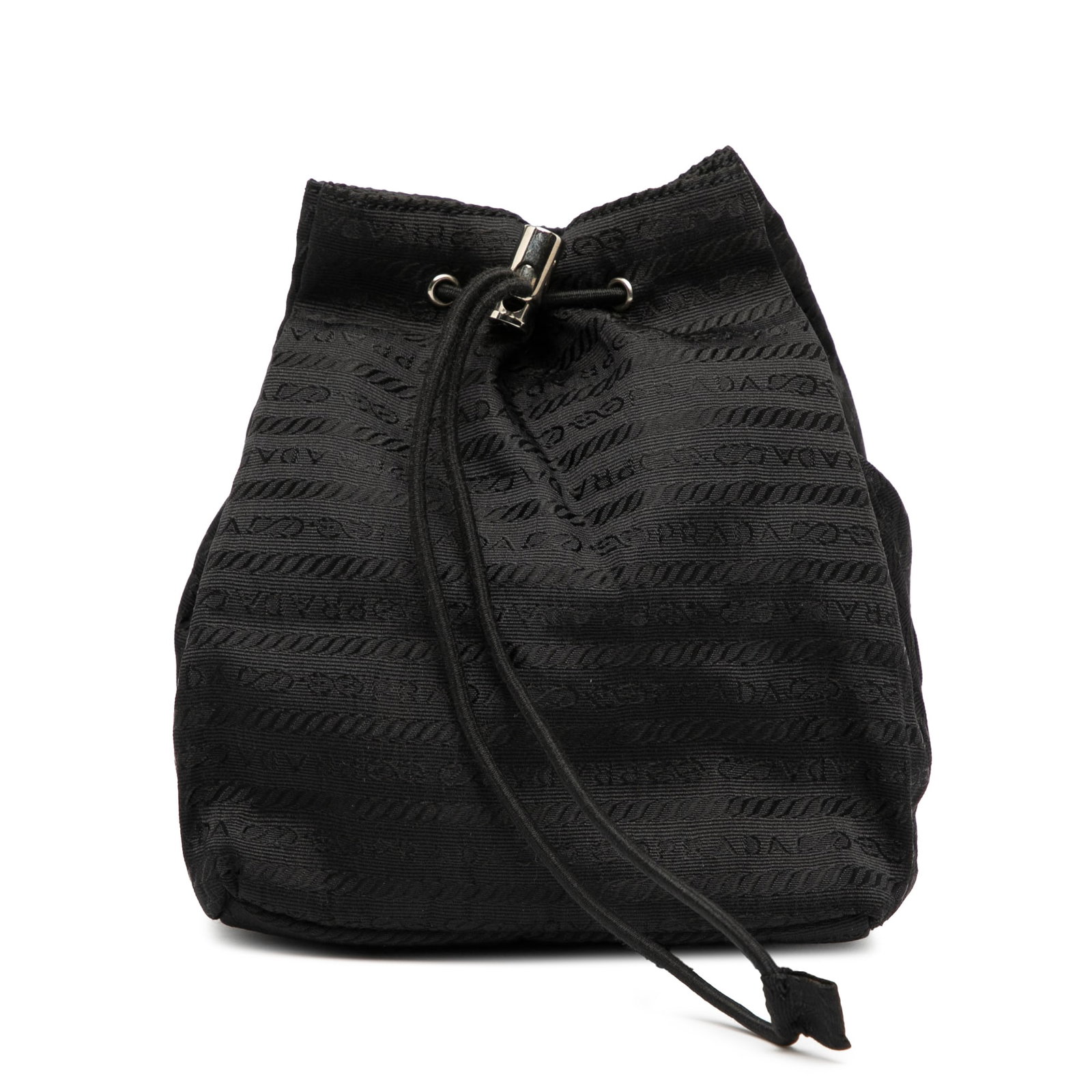 Prada Tessuto Nylon Black Drawstring Pouch from Italy: Prada Tessuto Nylon Black Drawstring Pouch from Italy This Prada Tessuto Drawstring Pouch showcases a sleek nylon construction, perfect for everyday use. Designed with a convenient drawstring closure,