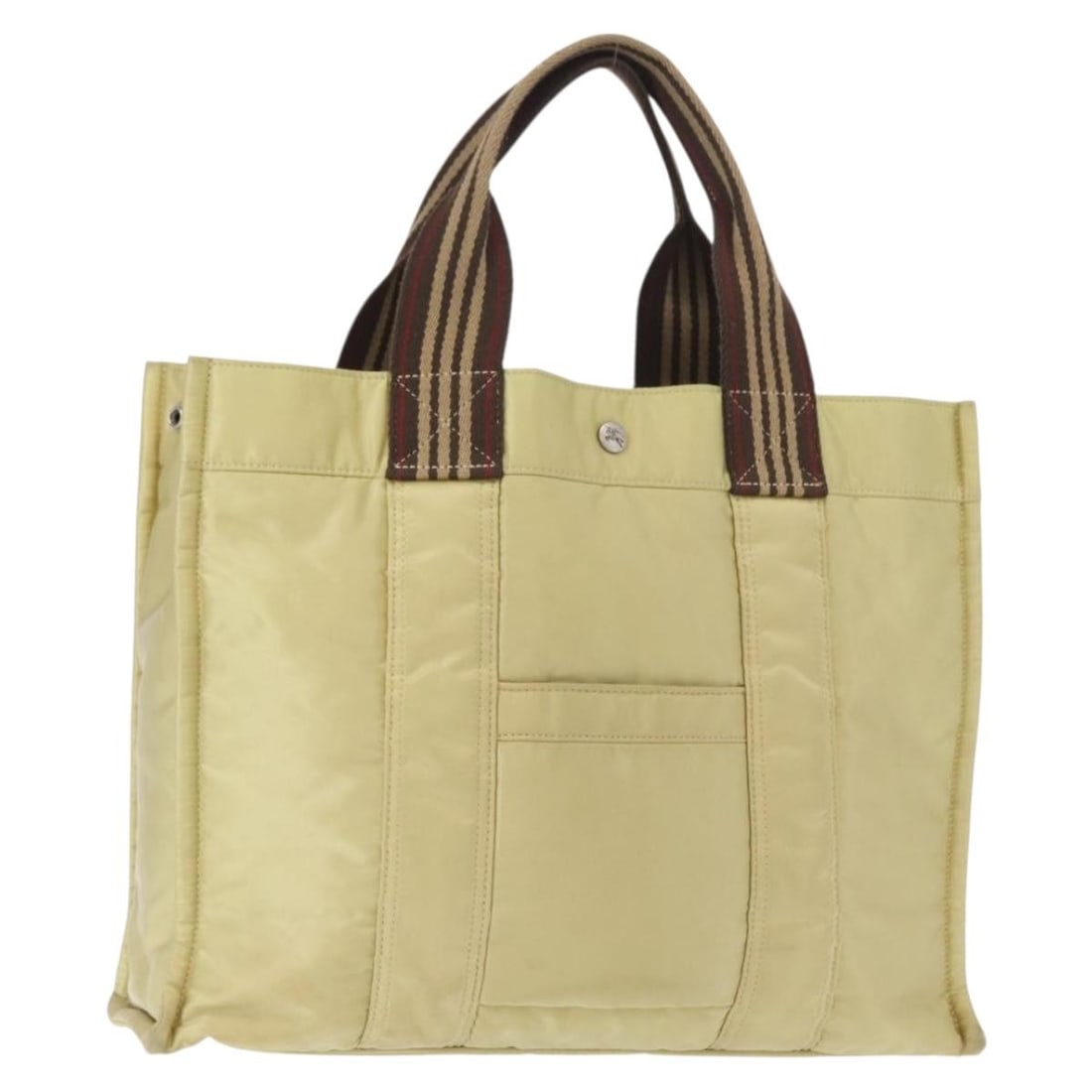 Burberry Blue Label Silver Beige Nylon Tote Handbag from Japan: Burberry Blue Label Silver Beige Nylon Tote Handbag from Japan This Burberry Blue Label tote bag features a silver and beige nylon exterior with a spacious interior, making it both stylish and practic