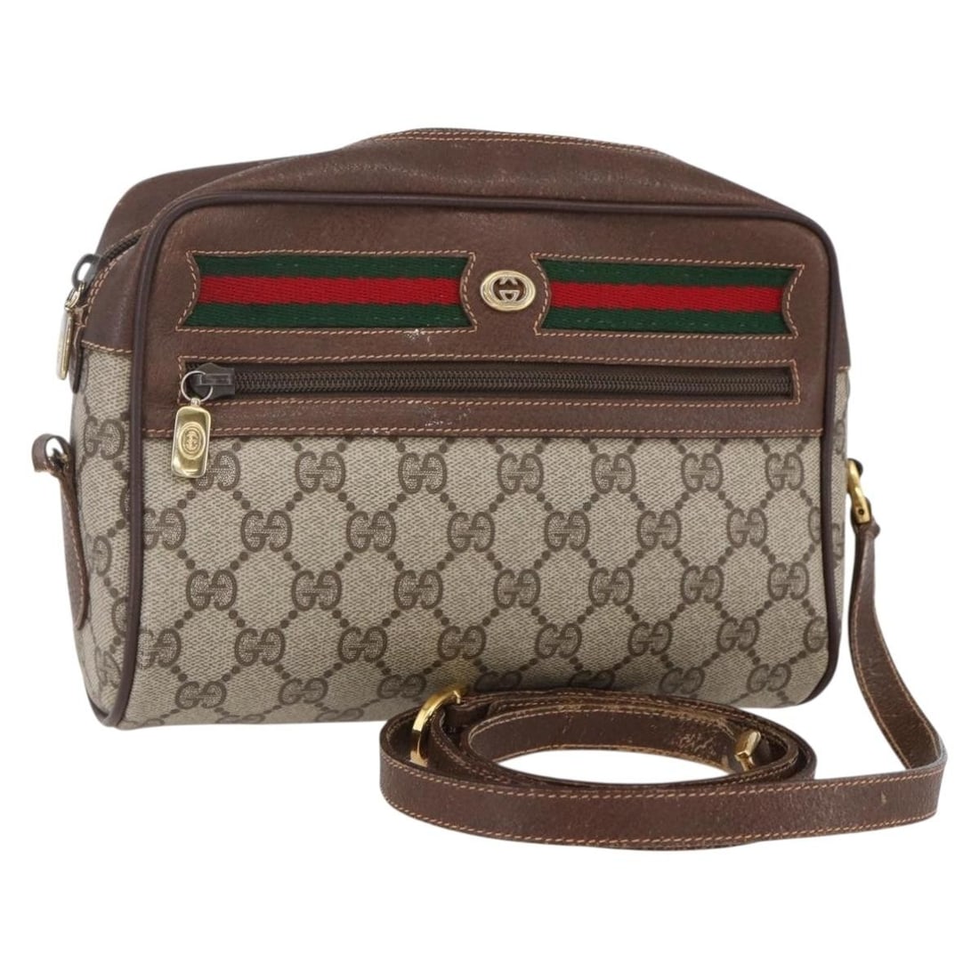 GUCCI GG Supreme Sherry Line Beige Gold PVC Shoulder Bag 56 02 087 Auth: GUCCI GG Supreme Sherry Line Beige Gold PVC Shoulder Bag 56 02 087 Auth Introducing a stylish and functional GUCCI GG Supreme Web Sherry Line Shoulder Bag in a sophisticated beige and gold color schem