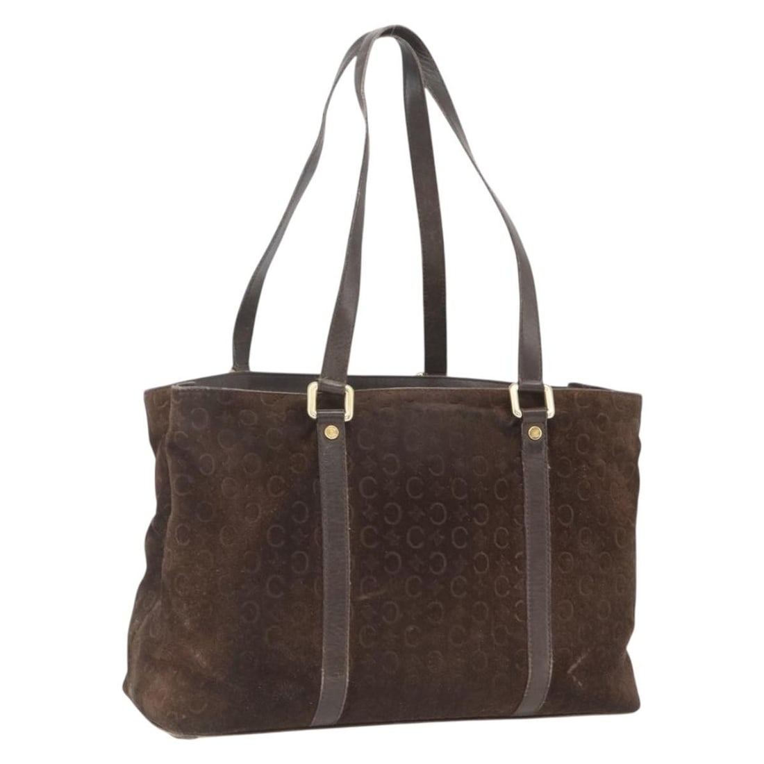 Celine Macadam Canvas and Suede Brown Gold Tone Handbag (1 of 18)
