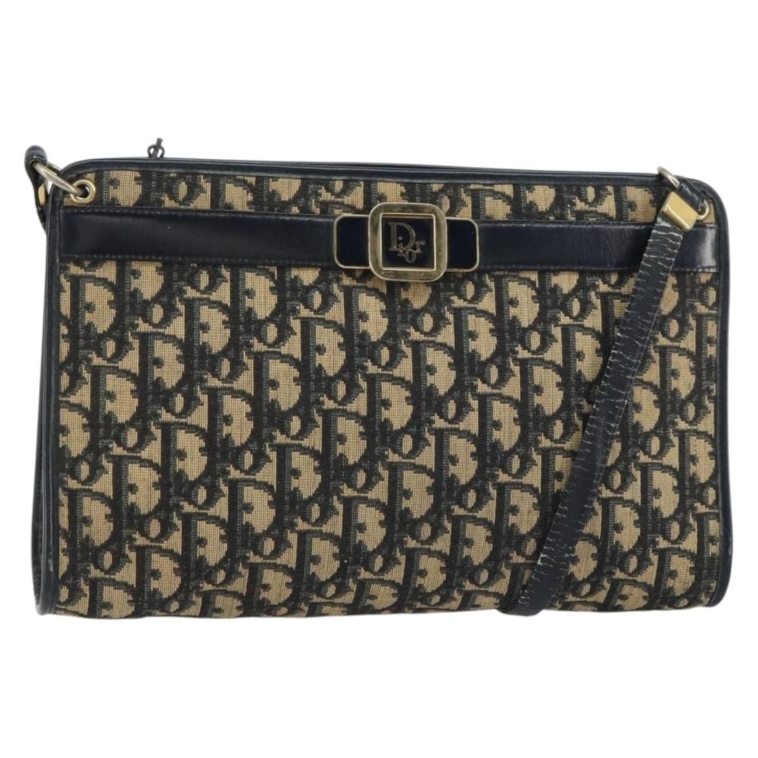 Navy Trotter Canvas Christian Dior Shoulder Bag Gold Accents France: Navy Trotter Canvas Christian Dior Shoulder Bag Gold Accents France This Christian Dior Trotter Canvas shoulder bag features a navy and gold color scheme with the iconic Trotter canvas material. Made