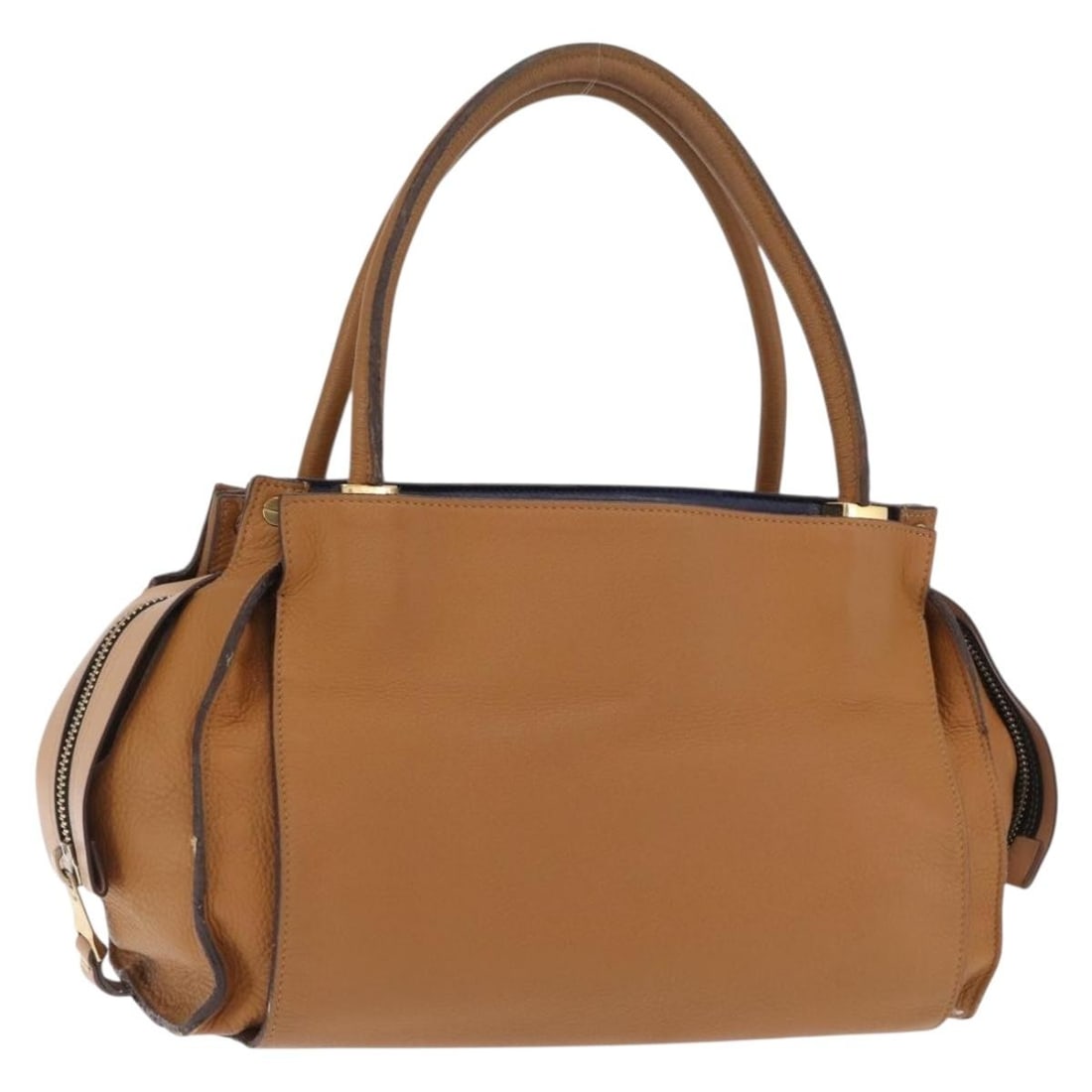 Chloe Brown Leather Handbag with Gold Accents Made in Italy: Chloe Brown Leather Handbag with Gold Accents Made in Italy This Chloe handbag is crafted from leather in brown and gold tones. Made in Italy, it features a spacious interior and sturdy handles. The h