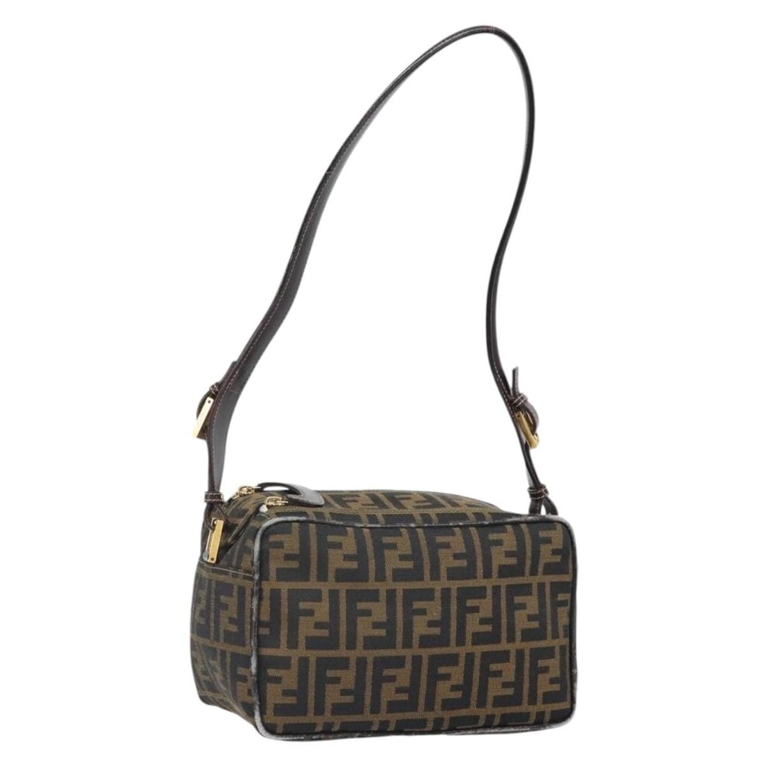 Fendi Zucca Canvas Black Brown Shoulder Bag Italy: Fendi Zucca Canvas Black Brown Shoulder Bag Italy This FENDI Zucca Canvas shoulder bag features a black and brown exterior with the iconic Zucca monogram pattern. Designed for everyday use, the bag is