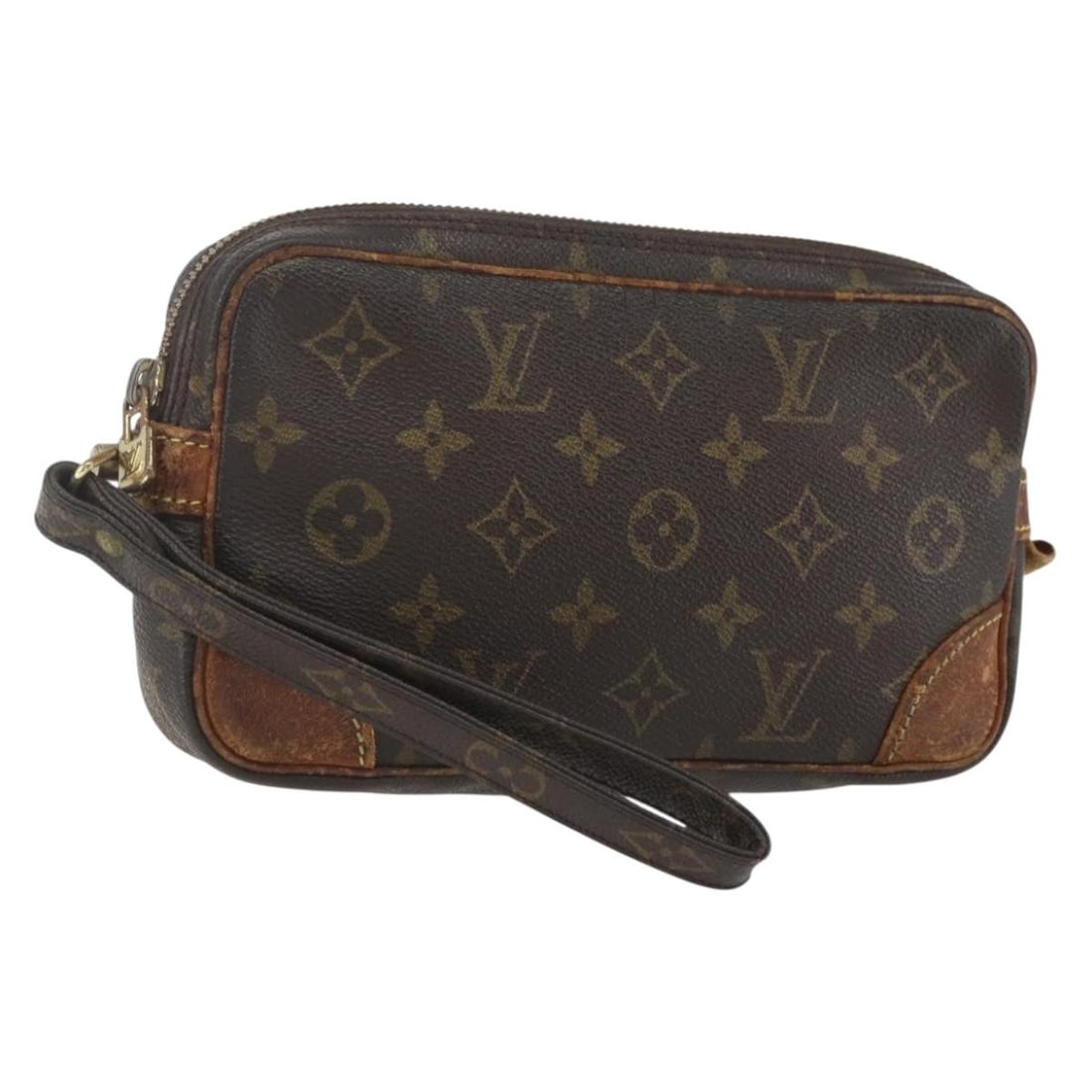 Louis Vuitton Marly Dragonne PM Monogram Canvas Clutch Bag M51827 France: Louis Vuitton Marly Dragonne PM Monogram Canvas Clutch Bag M51827 France This Louis Vuitton Monogram Marly Dragonne PM clutch bag features the classic monogram canvas exterior. The bag includes a top