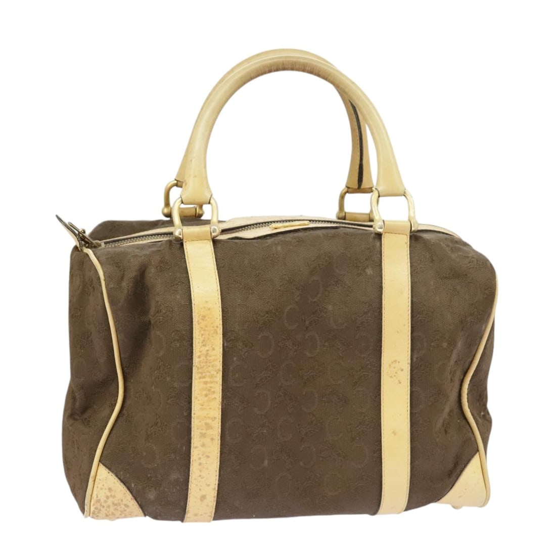 CELINE C Saluki Brown Canvas Hand Bag Auth 99417: CELINE C Saluki Brown Canvas Hand Bag Auth 99417 This authentic CELINE C Saluki Hand Bag is crafted from durable canvas in a rich brown color, making it a stylish accessory for everyday use. The bag h