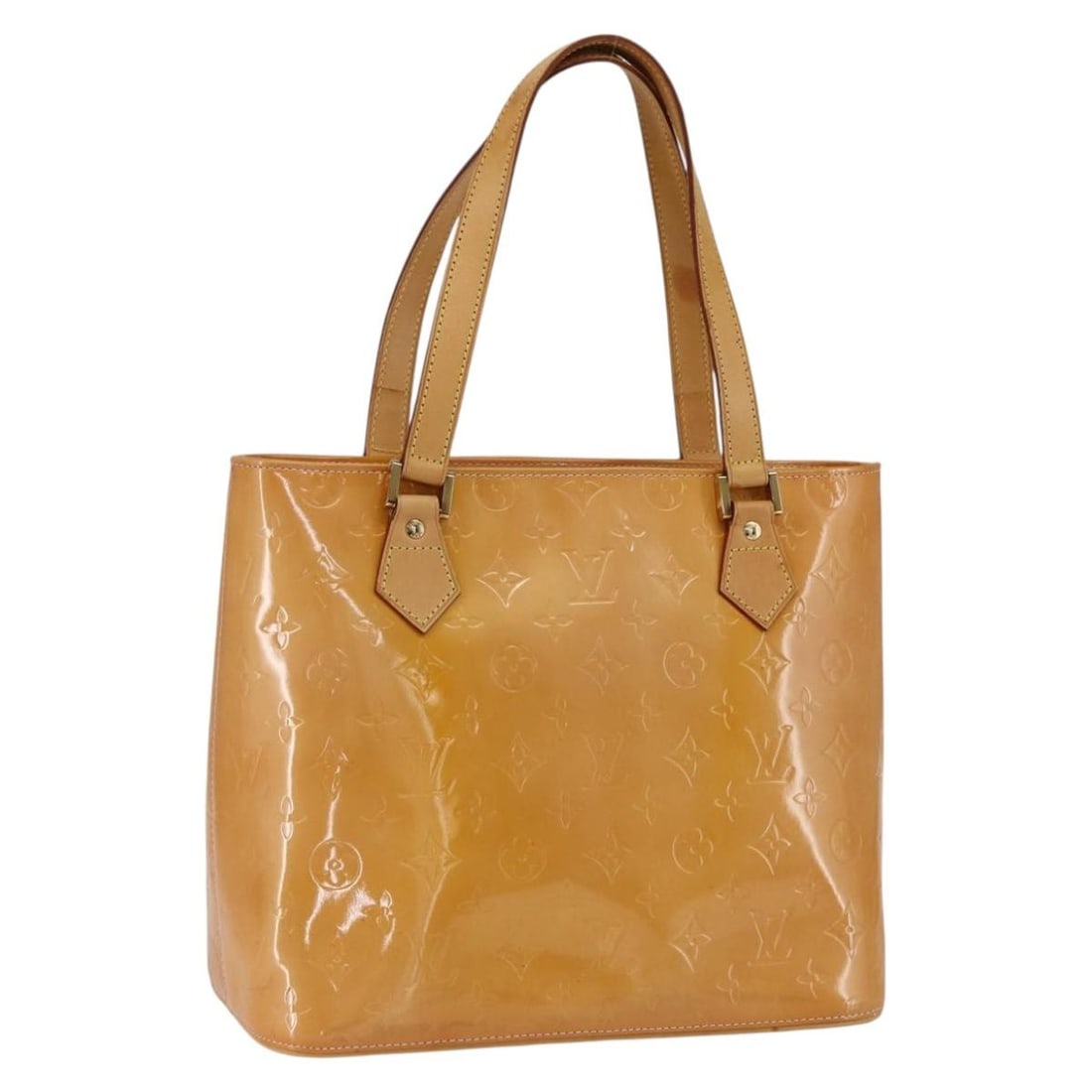 Marshmallow Pink Vernis Houston Handbag by Louis Vuitton M91302 Patent Leather: Marshmallow Pink Vernis Houston Handbag by Louis Vuitton M91302 Patent Leather This Louis Vuitton Monogram Vernis Houston bag features a marshmallow pink patent leather exterior, offering a stylish an