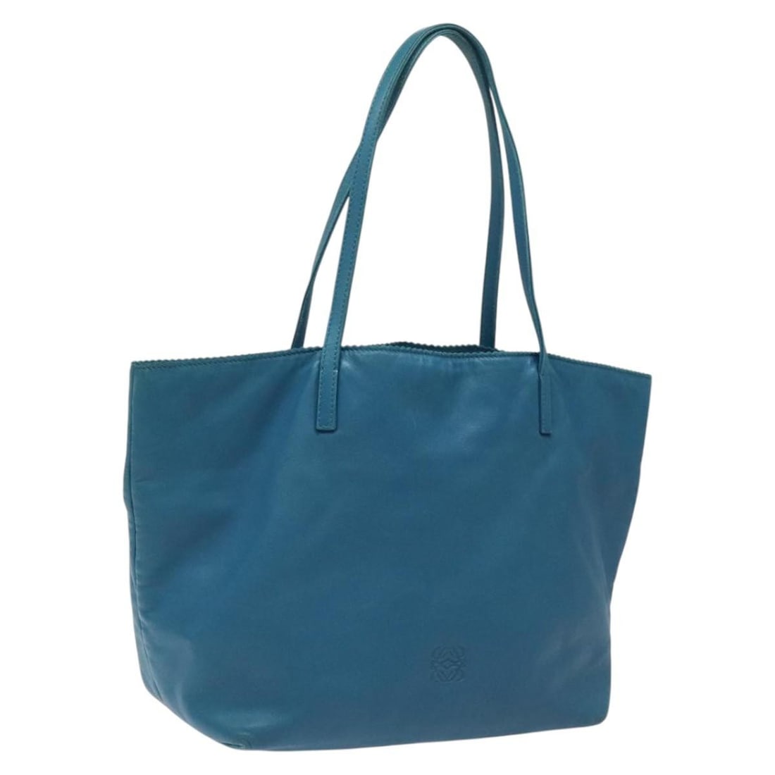 LOEWE Blue Leather Anagram Tote Bag Made in Spain (1 of 18)