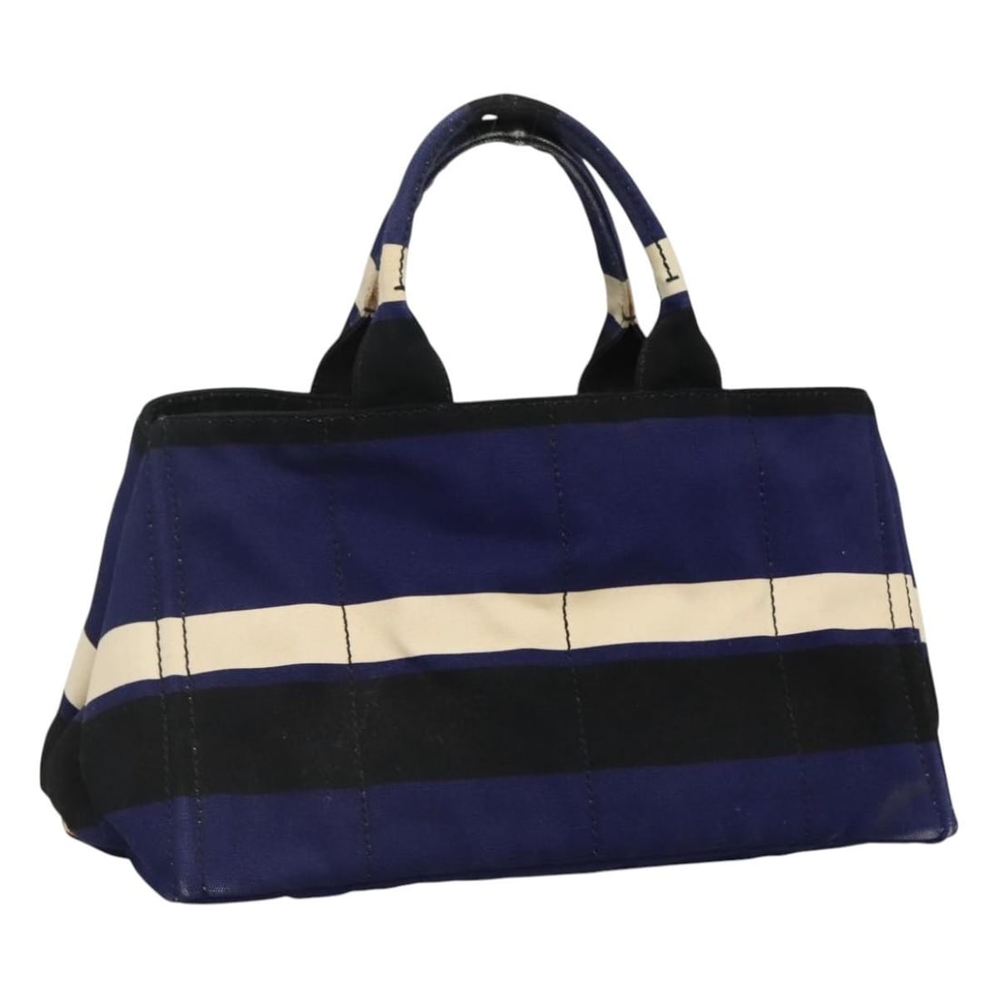 PRADA Canapa GM Hand Bag Canvas Blue Gold Made in Italy: PRADA Canapa GM Hand Bag Canvas Blue Gold Made in Italy This PRADA Canapa GM Hand Bag is a stylish accessory crafted from high-quality canvas, featuring an eye-catching blue and gold color combination
