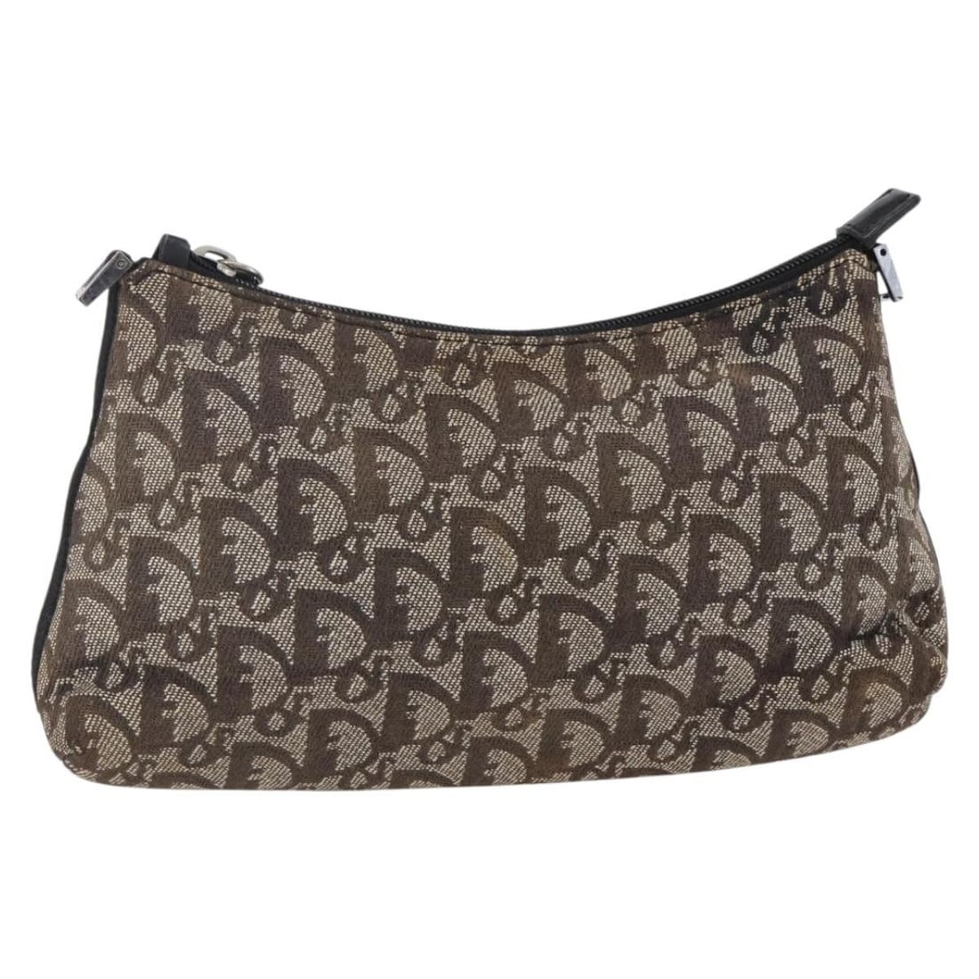 Christian Dior Brown Silver Trotter Canvas Pouch Made in Italy: Christian Dior Brown Silver Trotter Canvas Pouch Made in Italy This Christian Dior Trotter Canvas Pouch is a stylish accessory crafted in Italy, featuring a blend of brown and silver hues. The pouch m