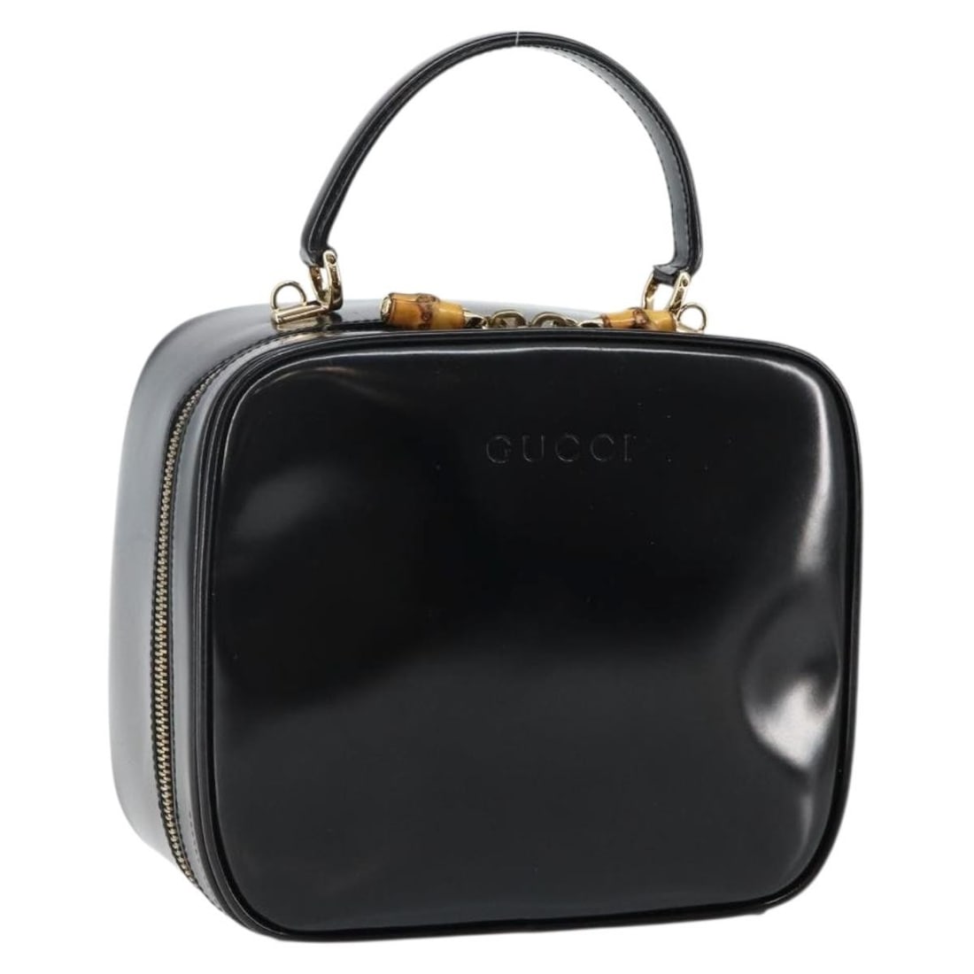 GUCCI Bamboo Hand Bag Enamel Black Gold 000 3270 0323 Authentic Italy: GUCCI Bamboo Hand Bag Enamel Black Gold 000 3270 0323 Authentic Italy This GUCCI Bamboo Hand Bag showcases a sophisticated blend of enamel in a striking black and gold color scheme. Crafted in Italy,