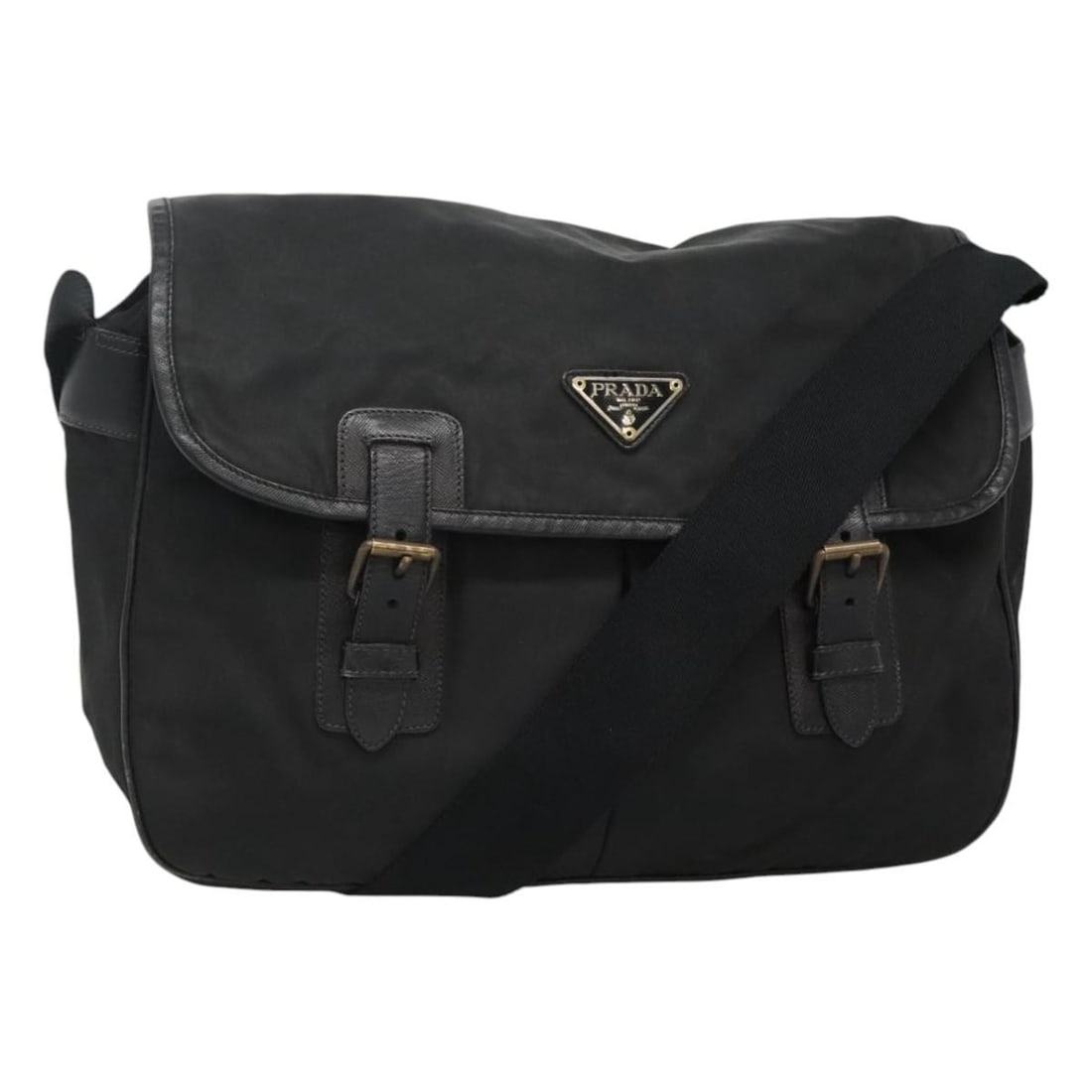 PRADA Nylon Shoulder Bag Black Silver Made in Italy: PRADA Nylon Shoulder Bag Black Silver Made in Italy This authentic PRADA shoulder bag combines style and functionality, crafted from durable nylon in a sleek black and silver color palette. Measuring