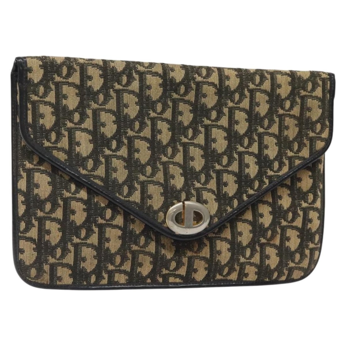 Christian Dior Navy Gold Trotter Canvas Clutch Bag Auth SW646: Christian Dior Navy Gold Trotter Canvas Clutch Bag Auth SW646 This Christian Dior Trotter Canvas Clutch Bag combines elegance and practicality with its navy and gold color scheme. Crafted from durable