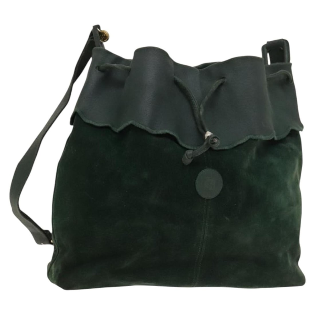 Green Suede Fendi Shoulder Purse with Gold Details Italy (1 of 18)