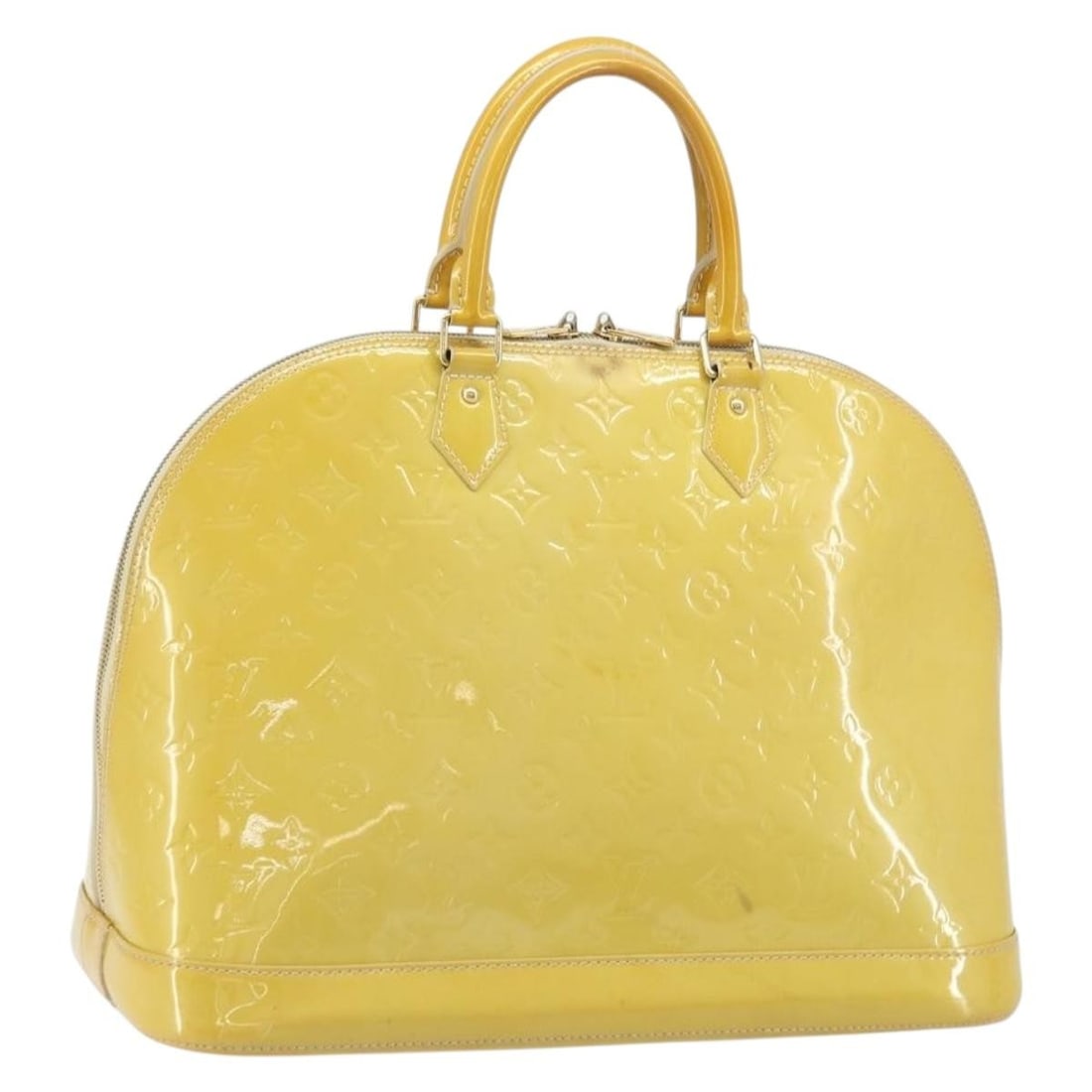 Alma GM Monogram Vernis Broncorail Patent Leather Handbag M91450 by Louis Vuitton: Alma GM Monogram Vernis Broncorail Patent Leather Handbag M91450 by Louis Vuitton This is a Louis Vuitton Monogram Vernis Alma GM handbag in the Broncorail color, crafted from patent leather. The bag