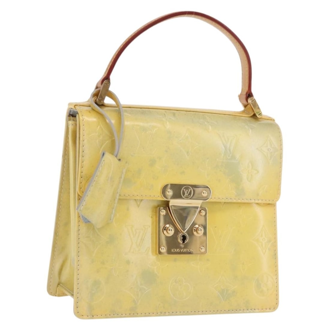 Monogram Vernis Spring Street Gris Patent Leather Bag by Louis Vuitton M91029: Monogram Vernis Spring Street Gris Patent Leather Bag by Louis Vuitton M91029 This Louis Vuitton Monogram Vernis Spring Street handbag is crafted from patent leather in the Gris color. The bag feature