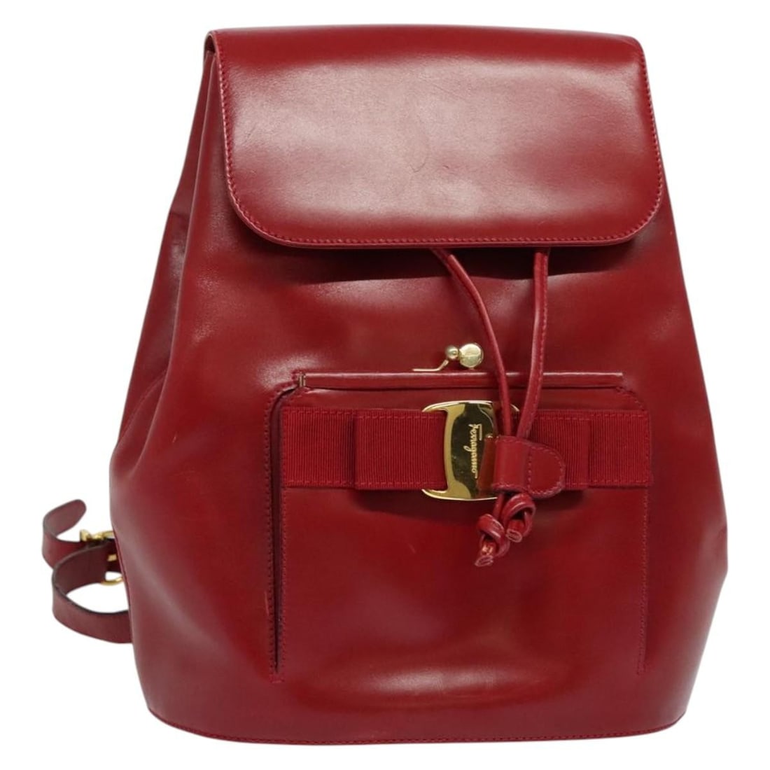 Salvatore Ferragamo Vala Leather Backpack Red Gold Made in Italy: Salvatore Ferragamo Vala Leather Backpack Red Gold Made in Italy Elevate your style with the Salvatore Ferragamo Vala Backpack, a luxurious accessory crafted from high-quality leather in a striking re