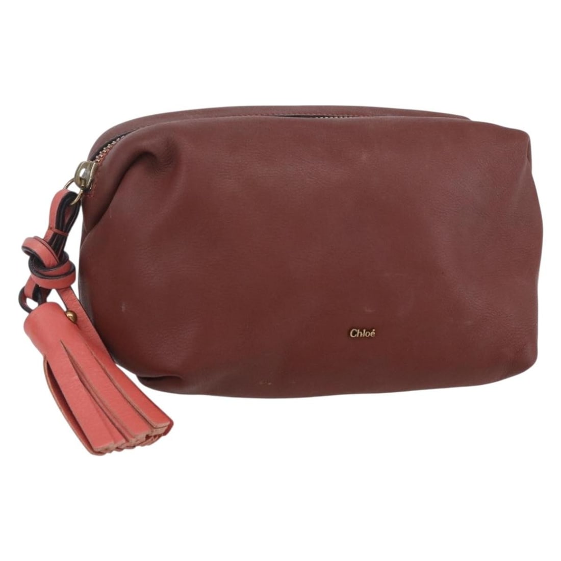 Chloe Brown Gold Leather Pouch Bag BA8064 Made in Bulgaria: Chloe Brown Gold Leather Pouch Bag BA8064 Made in Bulgaria This Chloe Pouch is a stylish accessory crafted from luxurious leather, featuring a rich brown and gold color combination. Measuring approxim