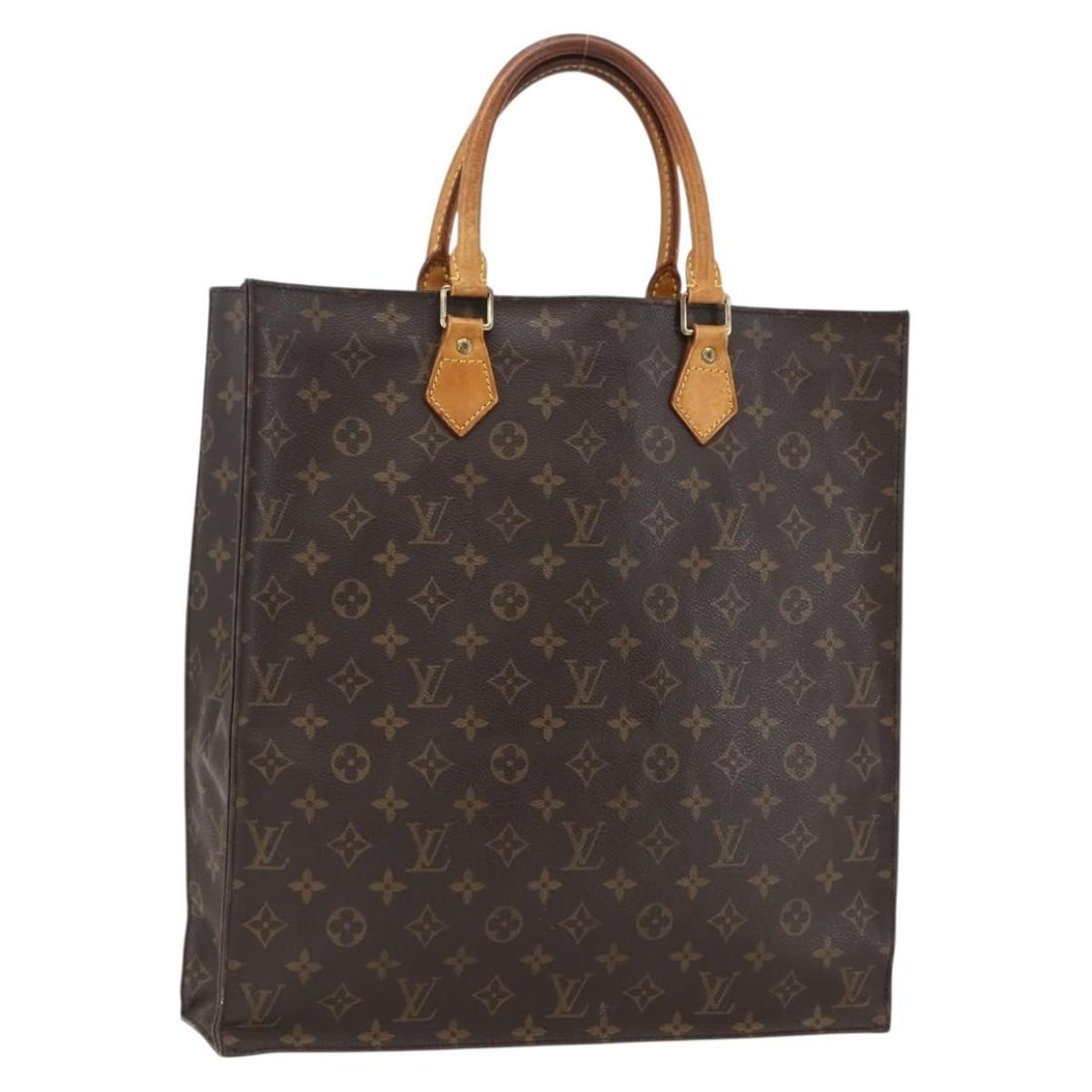 Louis Vuitton Sac Plat Monogram Canvas Handbag Model M51140 France: Louis Vuitton Sac Plat Monogram Canvas Handbag Model M51140 France This is a Louis Vuitton Monogram Sac Plat hand bag crafted from signature Monogram canvas. The bag features a spacious interior and i