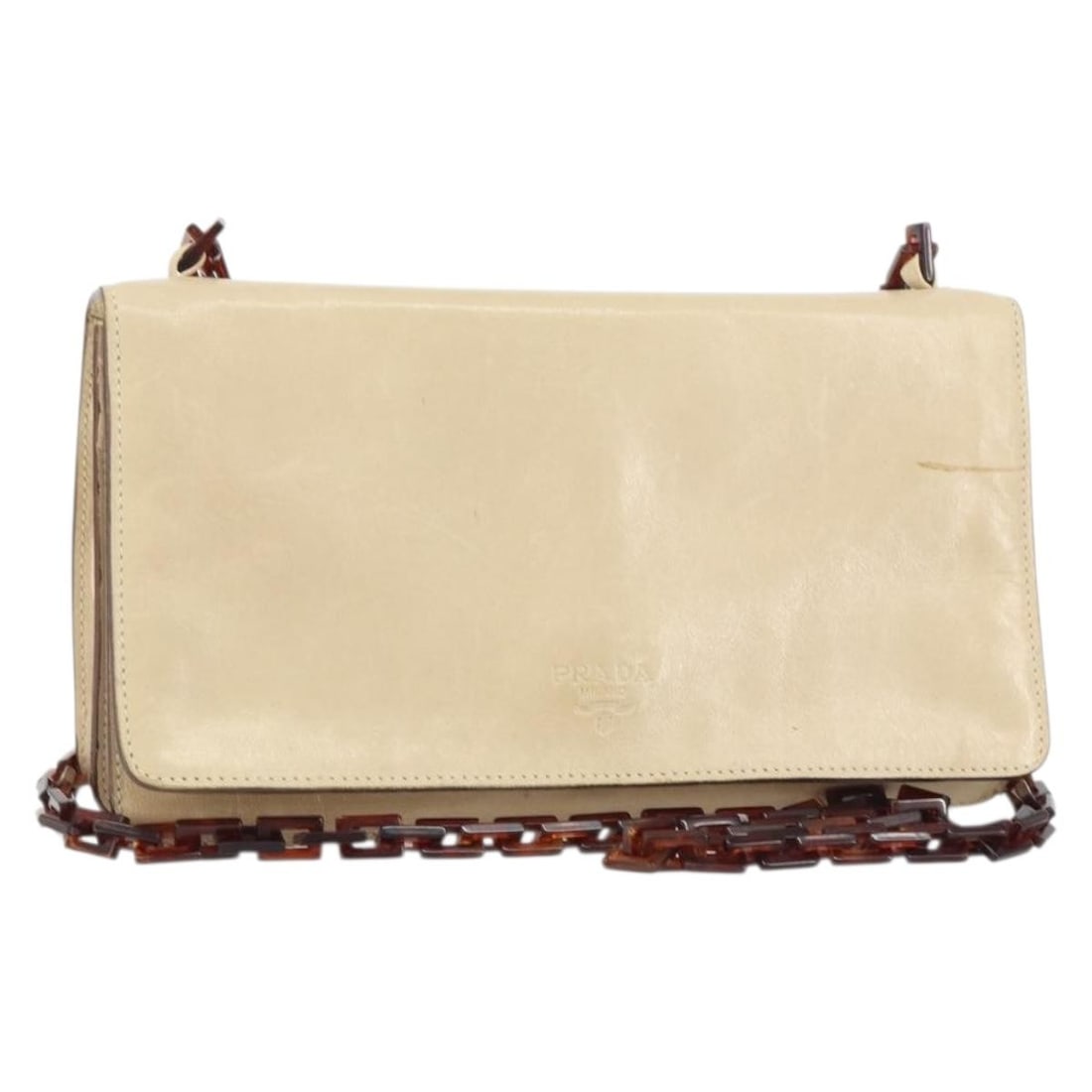 PRADA Beige Leather Chain Shoulder Bag Italy Authentic: PRADA Beige Leather Chain Shoulder Bag Italy Authentic This authentic PRADA Chain Shoulder Bag is a stylish accessory crafted in Italy. Made from high-quality leather, this beige bag combines elegance