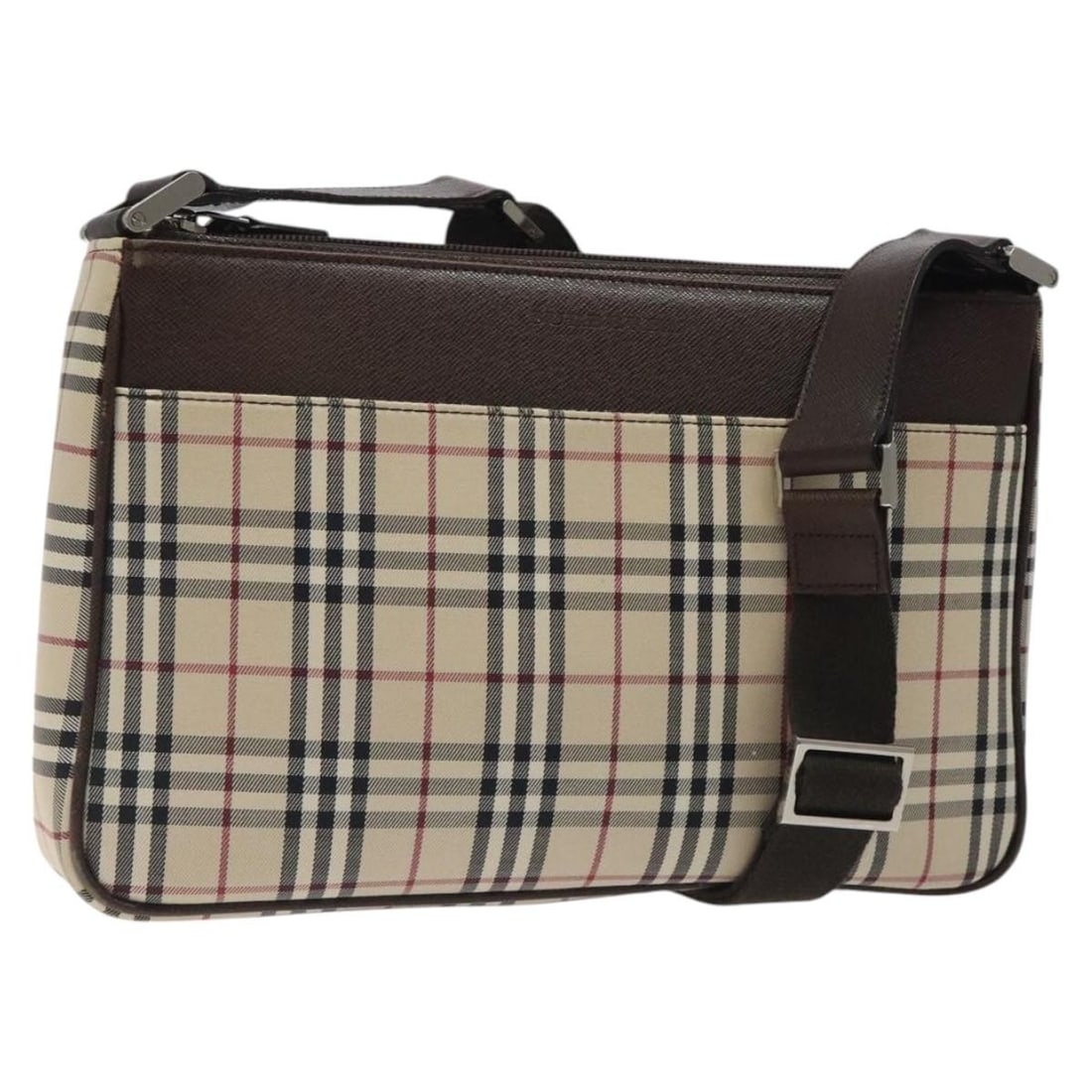 Burberry Nova Check Beige Silver Canvas Shoulder Bag Auth 123791: Burberry Nova Check Beige Silver Canvas Shoulder Bag Auth 123791 This Burberry Nova Check Shoulder Bag combines style and function in a chic design. Crafted from durable canvas in a sophisticated beig