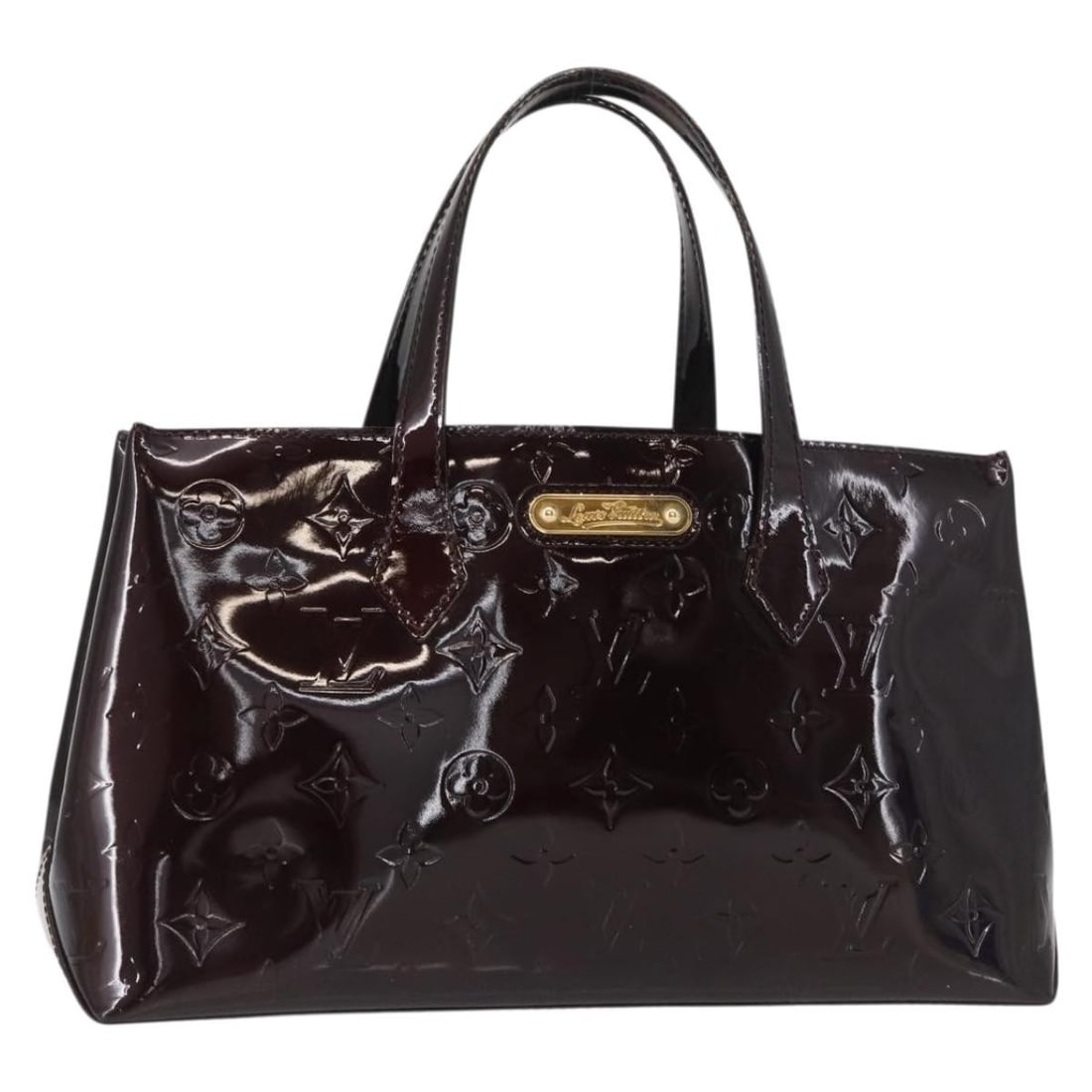 LOUIS VUITTON Monogram Vernis Wilshire PM Hand Bag Amarante M93641 Authentic (1 of 18)