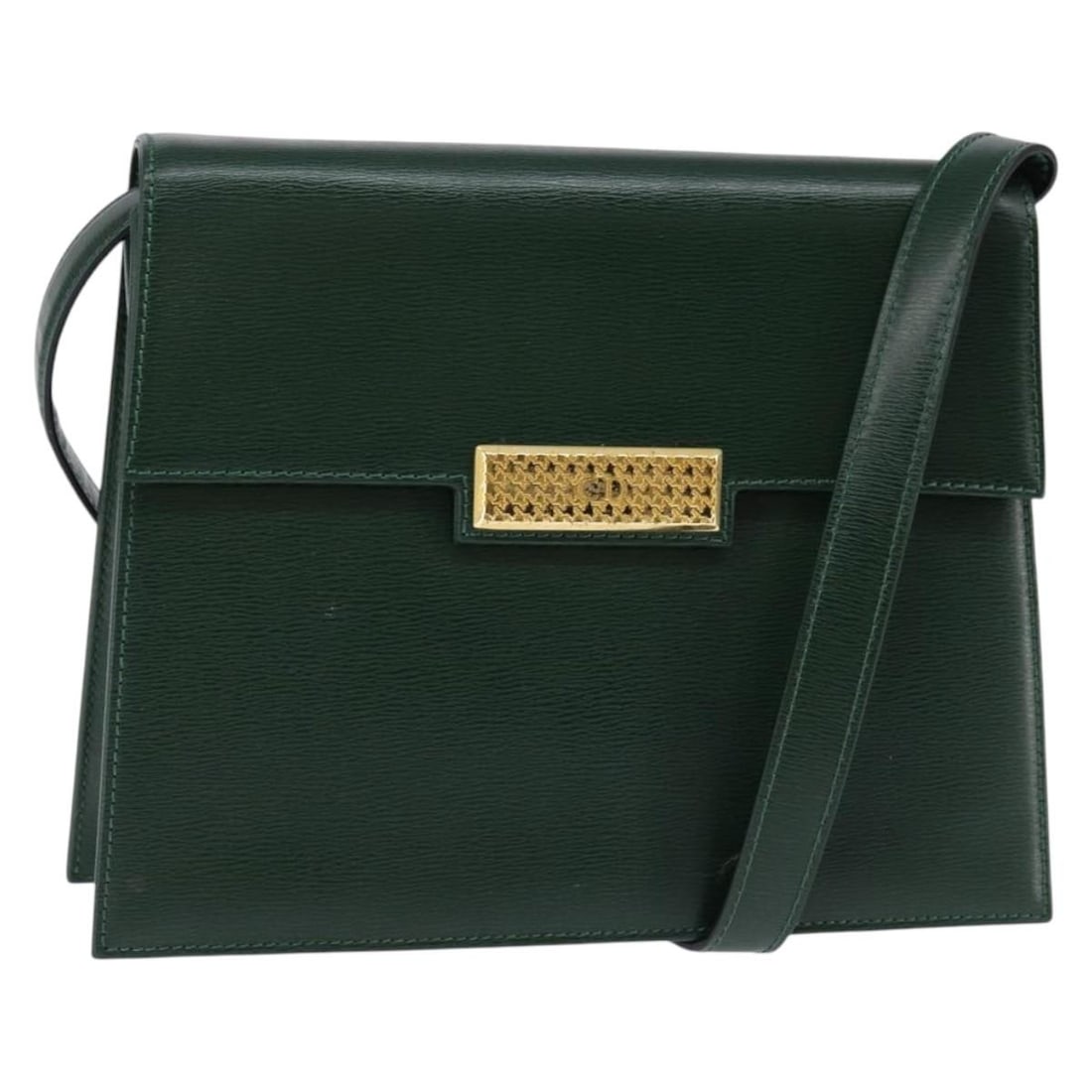 Christian Dior Green Gold Leather Shoulder Bag BA6365 Italy: Christian Dior Green Gold Leather Shoulder Bag BA6365 Italy This authentic Christian Dior Shoulder Bag is a stylish accessory made in Italy, featuring a luxurious leather exterior in a striking green