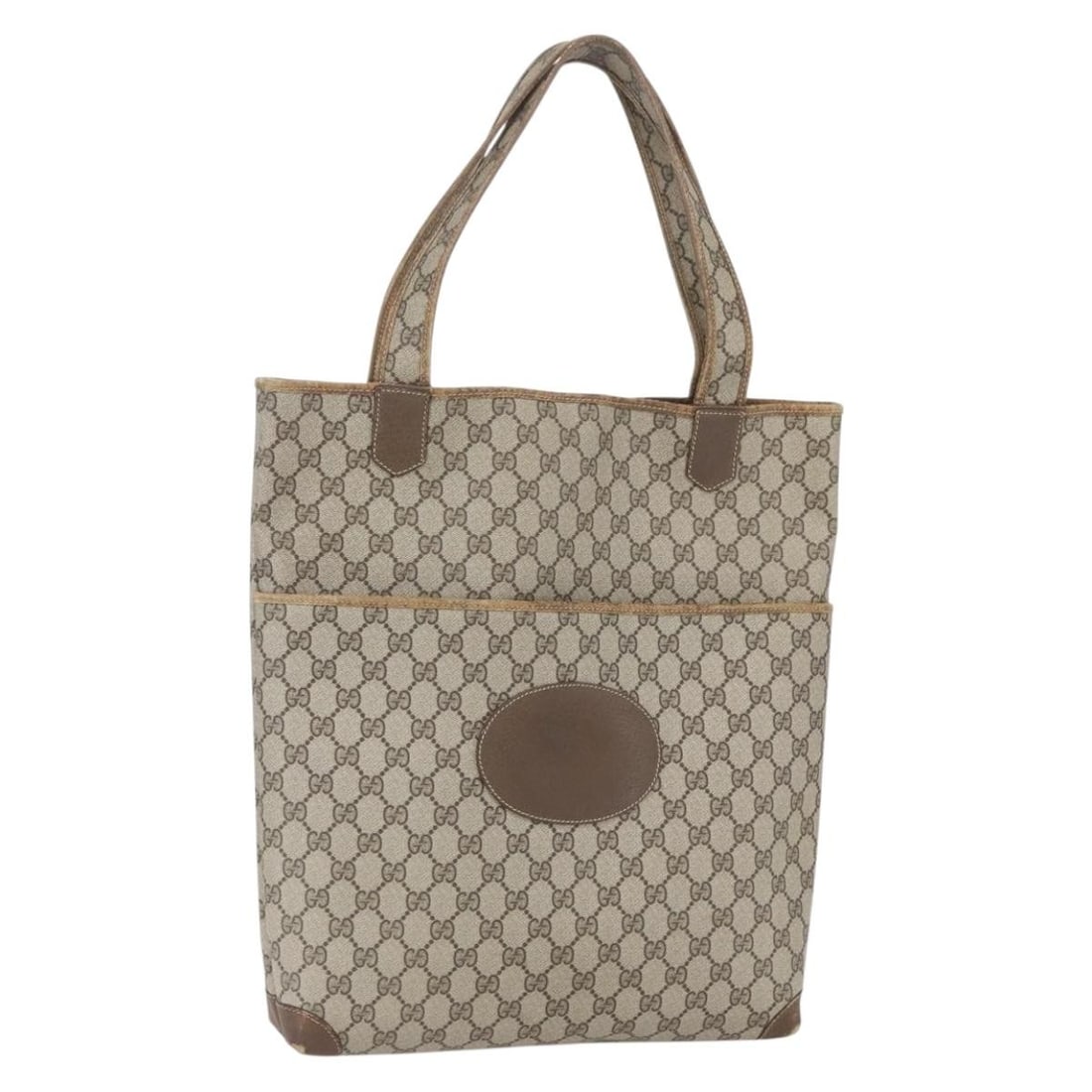 GUCCI GG Supreme Beige PVC Tote Bag Italy Auth BA8626: GUCCI GG Supreme Beige PVC Tote Bag Italy Auth BA8626 This GUCCI GG Supreme Tote Bag is a stylish and functional accessory crafted from durable PVC leather in a sophisticated beige hue. The tote featu