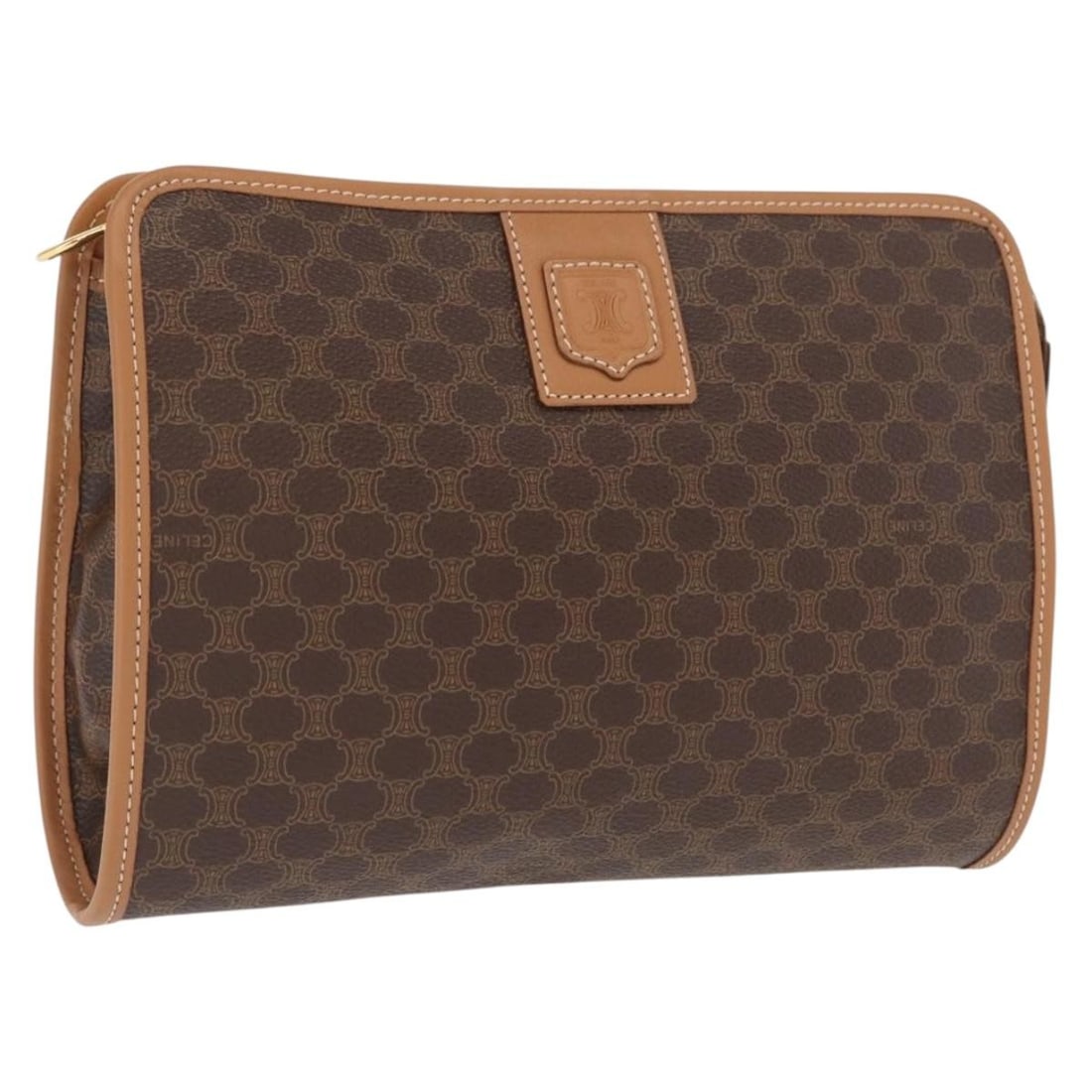 Celine Brown Macadam PVC Leather Clutch Bag Gold Tone Trim (1 of 17)