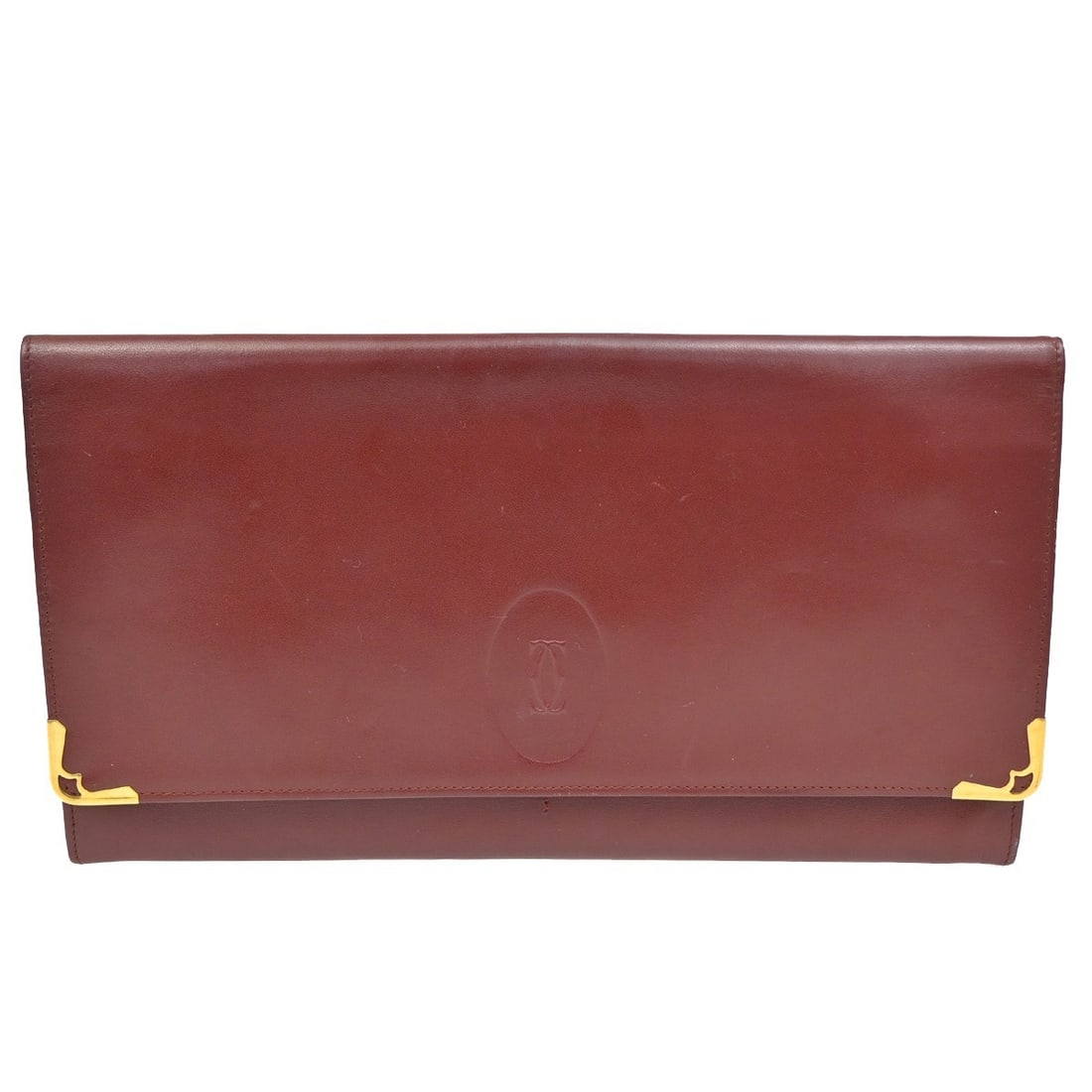 Burgundy Leather Clutch Bag Cartier Must de Collection (1 of 17)