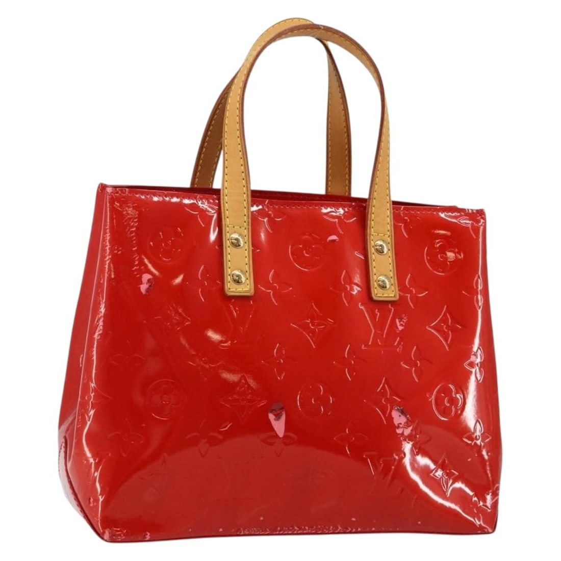 LOUIS VUITTON Monogram Vernis Reade PM Hand Bag Red M91088 Auth (1 of 18)