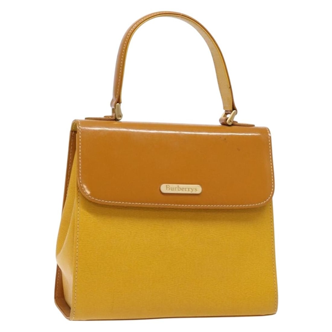 Burberrys Leather Hand Bag Yellow Gold Color BA4802: Burberrys Leather Hand Bag Yellow Gold Color BA4802 This exquisite Burberrys hand bag combines luxury with functionality, crafted from premium leather in a striking yellow and gold tone. The bag featu
