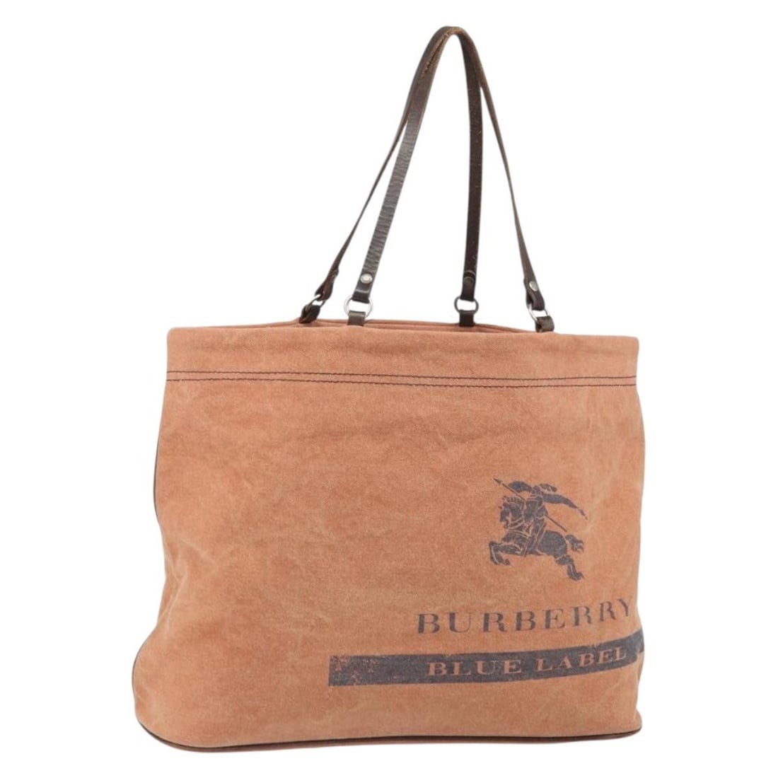 Orange Canvas Tote Bag by Burberry Blue Label Made in Japan: Orange Canvas Tote Bag by Burberry Blue Label Made in Japan This Burberry Blue Label tote bag features a vibrant orange canvas exterior with ample space for everyday use. Crafted in Japan, it offers a